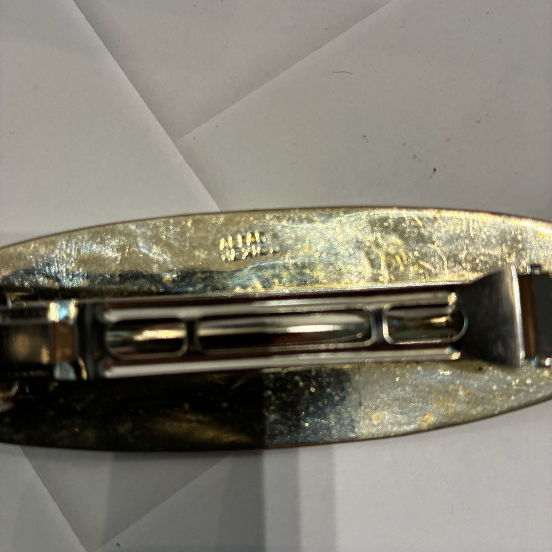 Alpac Mexico Vintage Abalone Shell Inlay Oval Hair Barrette 5
