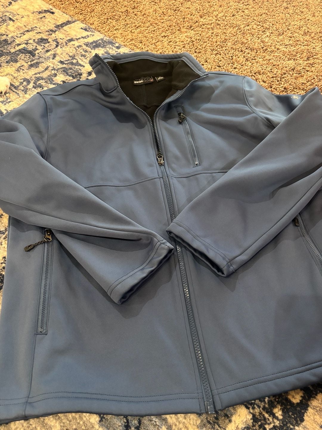 Swiss Tech Softshell Jacket Size M 38-40 Blue Full Zip Fleece Lined 3