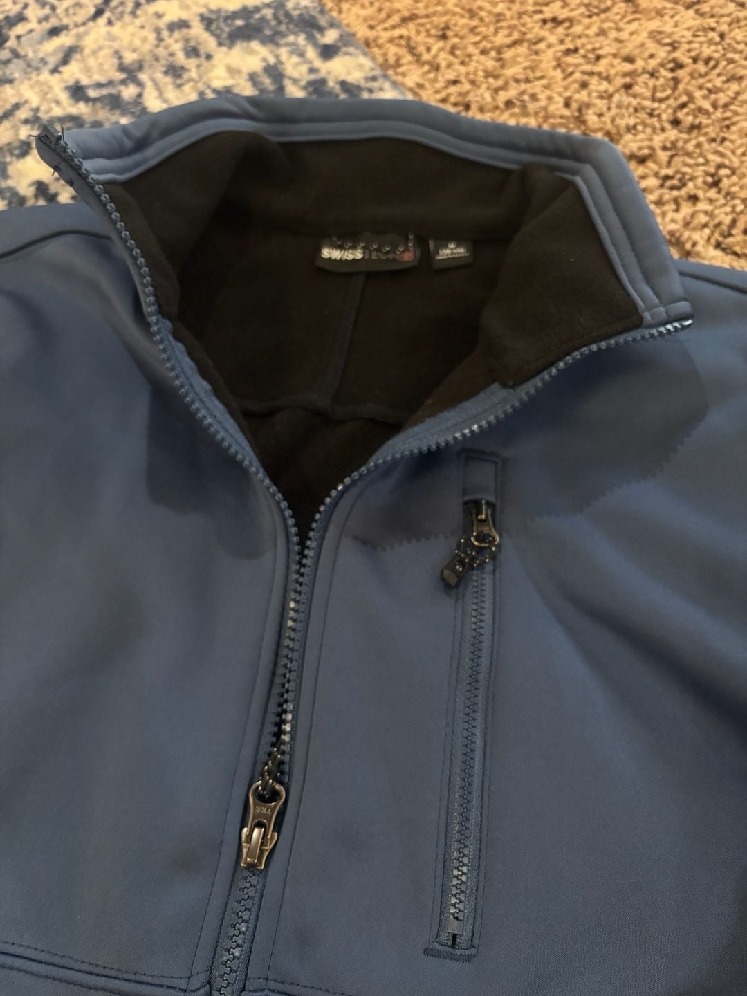 Swiss Tech Softshell Jacket Size M 38-40 Blue Full Zip Fleece Lined 5