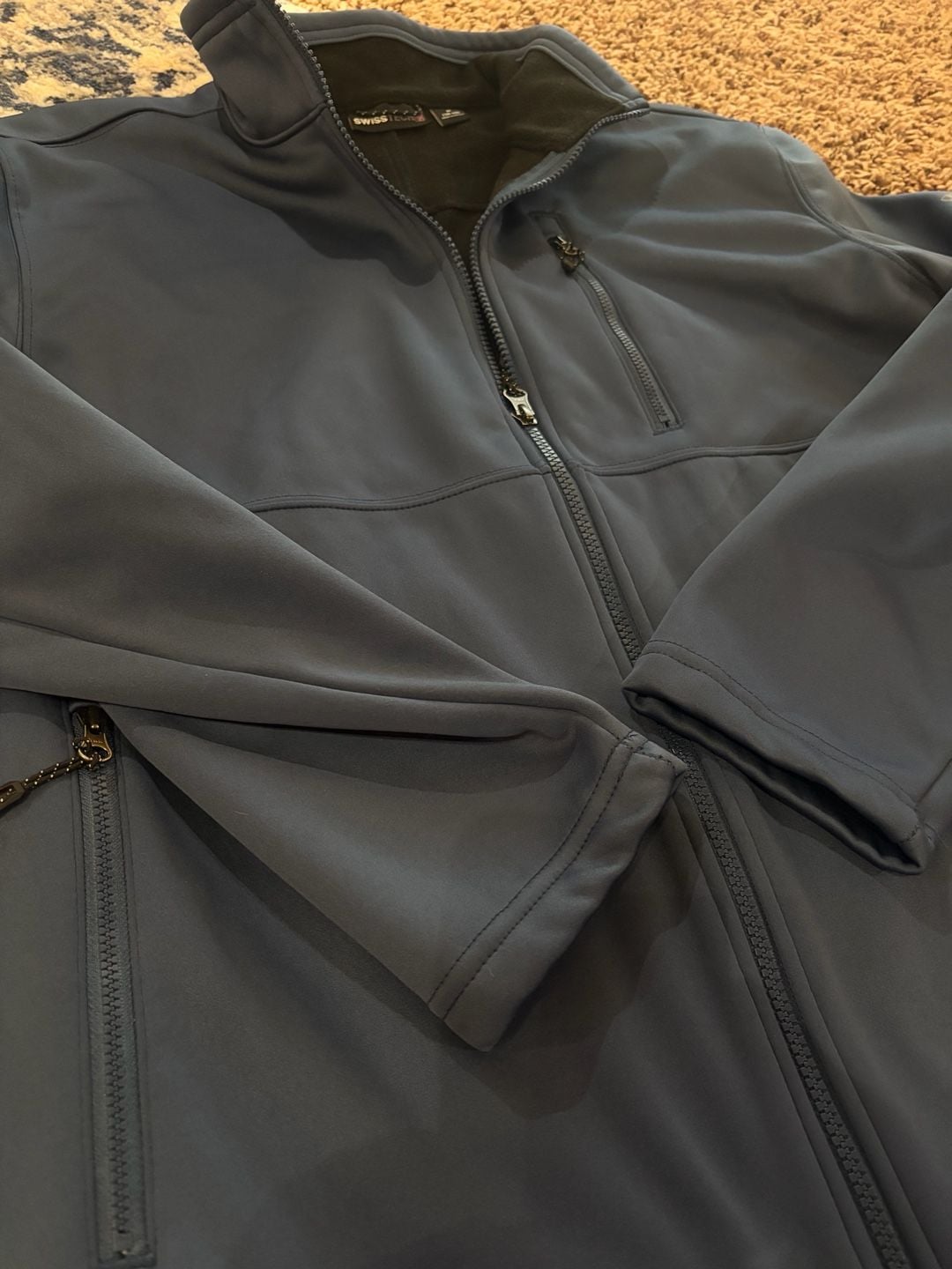 Swiss Tech Softshell Jacket Size M 38-40 Blue Full Zip Fleece Lined 7