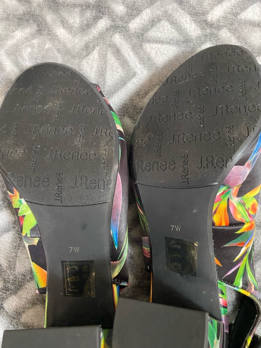 J. Renee Brietta Size 7W Black Jungle Print Slingback Peep Toe Block 4