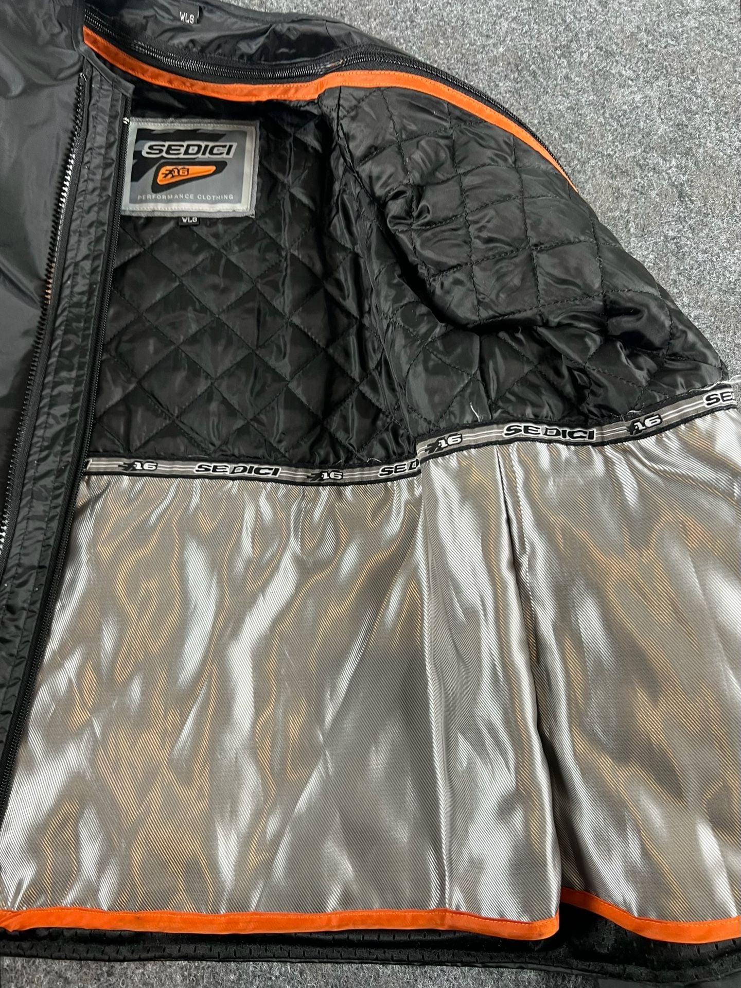Sedici Motorcycle Jacket Size WLG Black Quilted Liner Zip 5