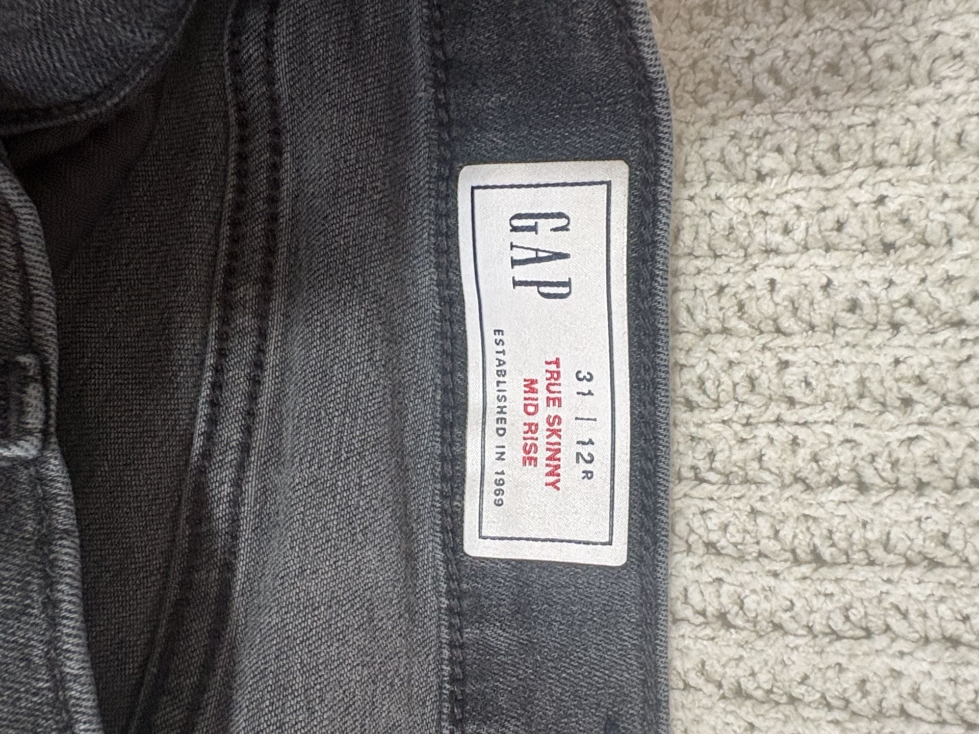 Gap True Skinny Mid Rise Jeans Size 31x28 Black Exposed Button Fly 7