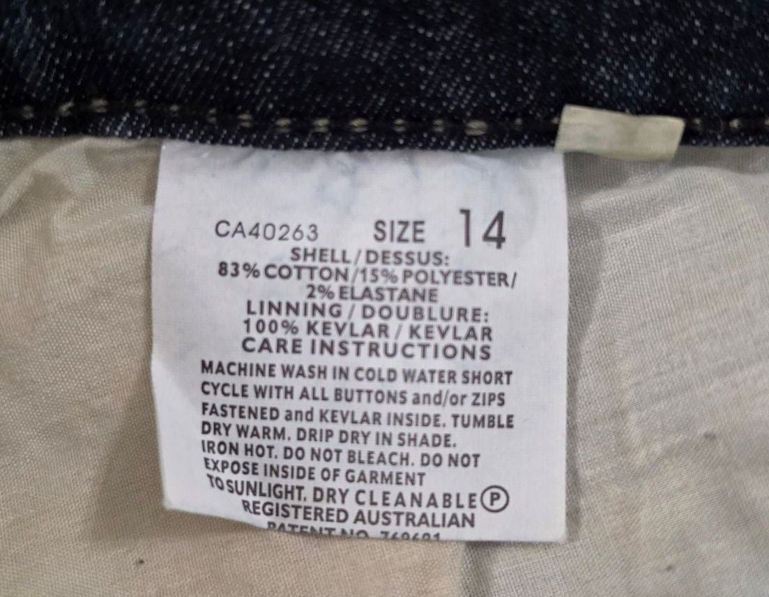Draggin Drift Dragko Jeans Size 14 Mid Rise Boot Cut Kevlar 7