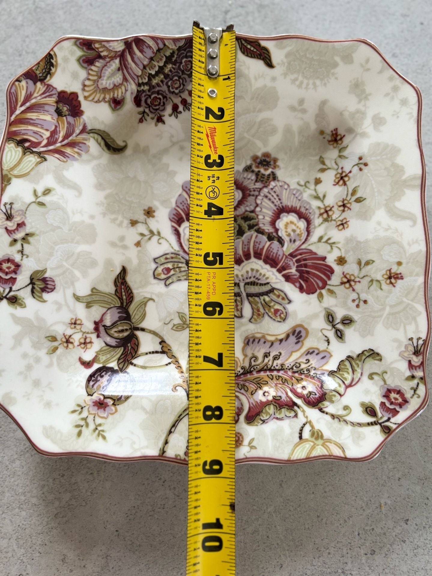 222 Fifth Gabrielle Fine China 8.5 Inch Square Bowl Floral Pattern 3