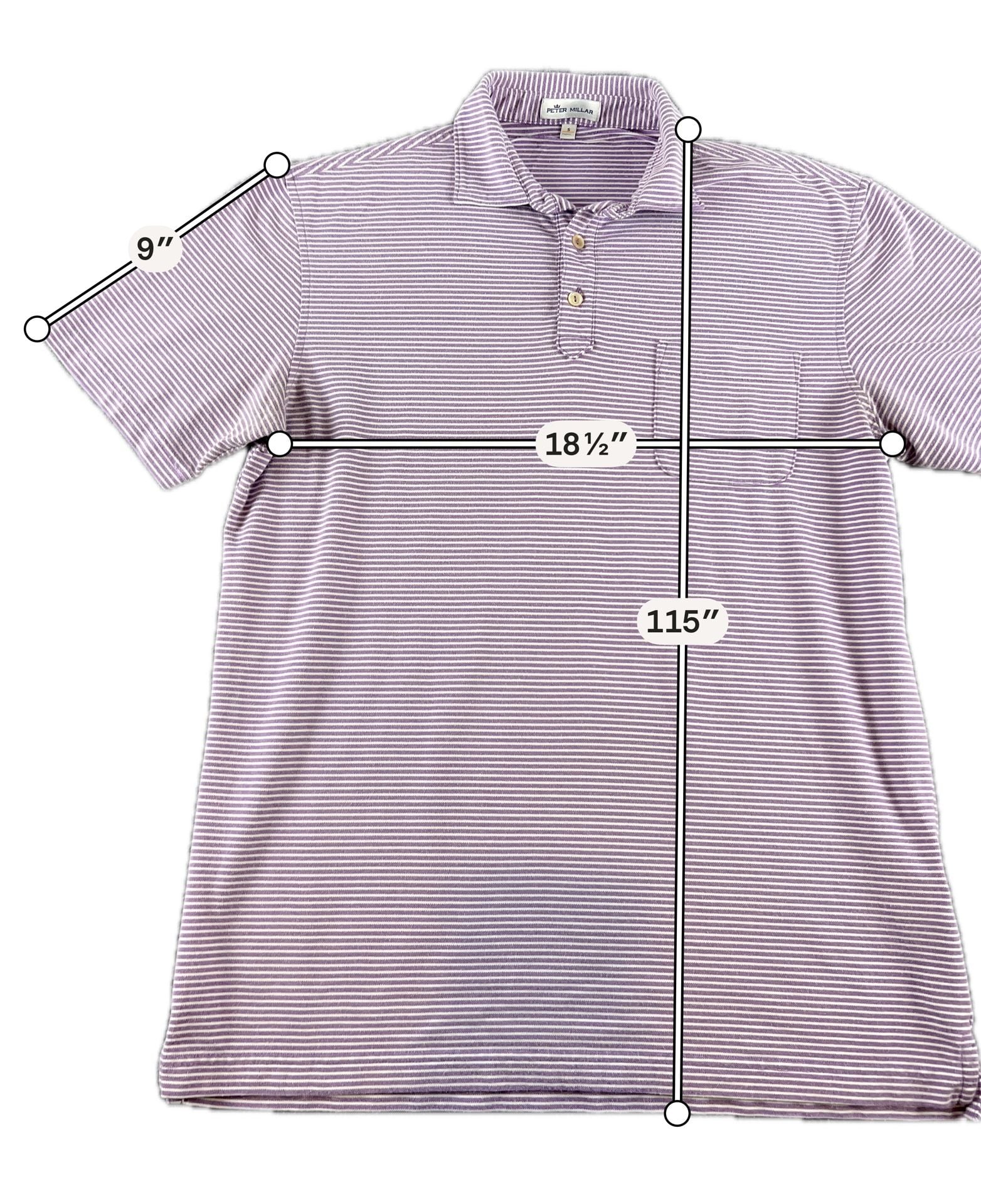 Peter Millar Stripe Polo Size S Purple White Short Sleeve Pocket Shirt 3