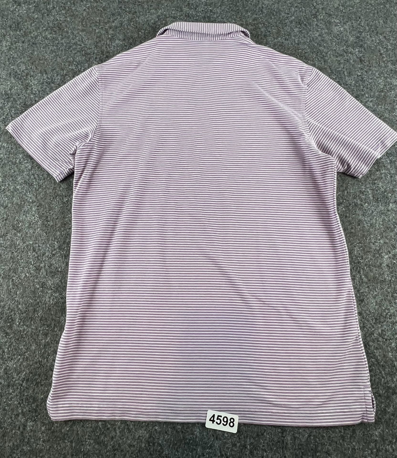 Peter Millar Stripe Polo Size S Purple White Short Sleeve Pocket Shirt 8