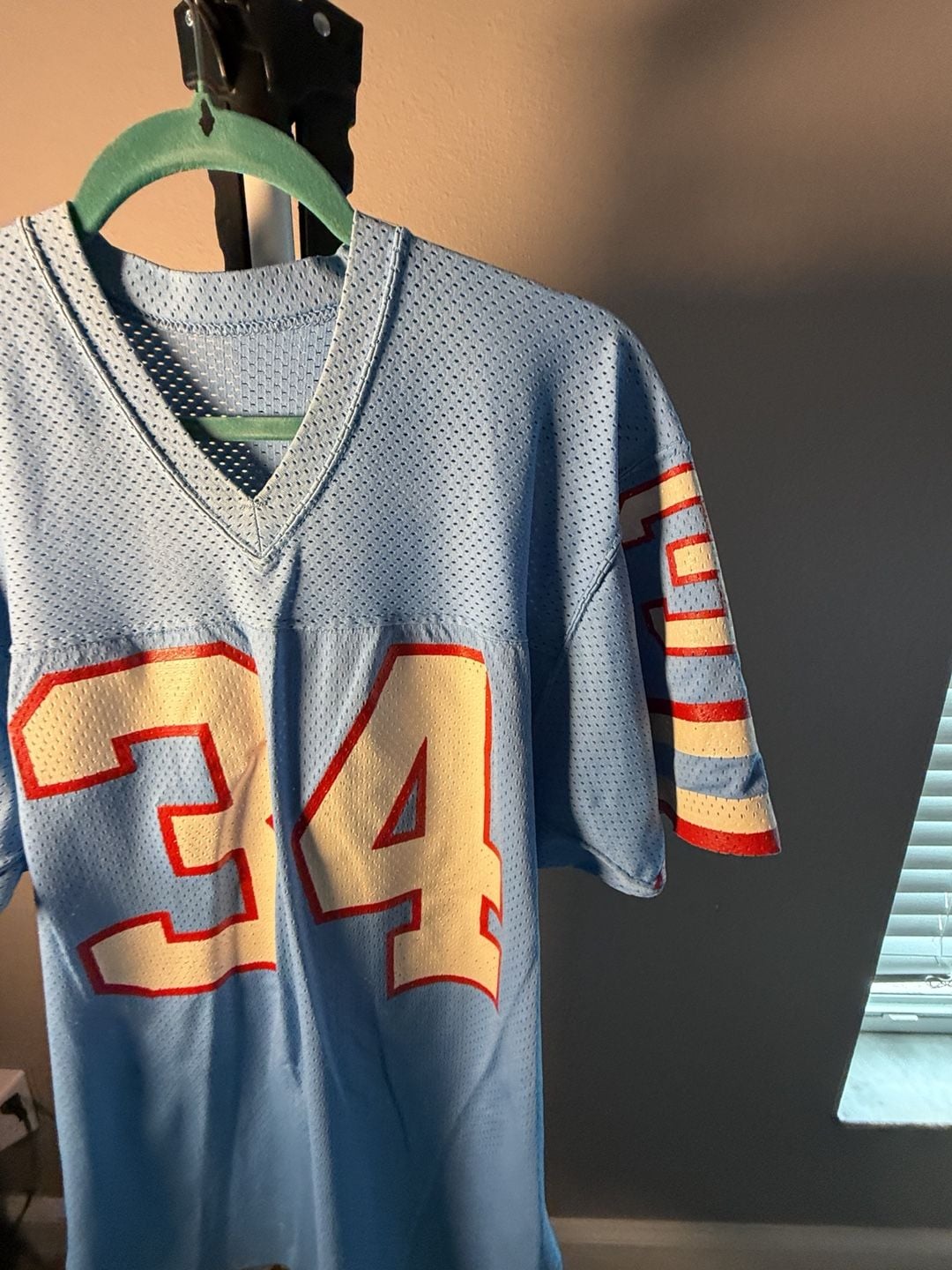 Sand-Knit Earl Campbell Houston Oilers 34 Jersey Light Blue Vintage 5