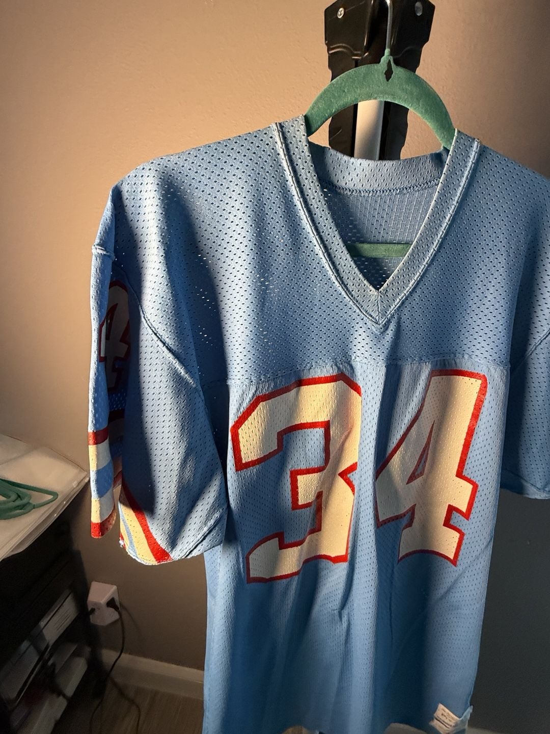Sand-Knit Earl Campbell Houston Oilers 34 Jersey Light Blue Vintage 6
