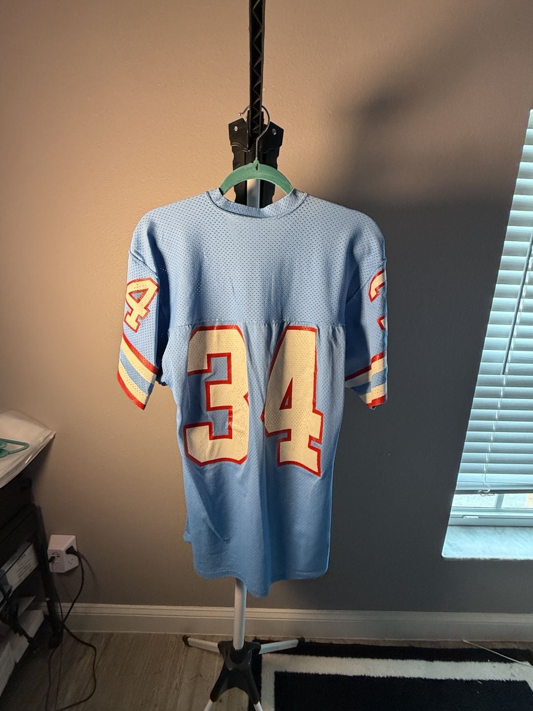 Sand-Knit Earl Campbell Houston Oilers 34 Jersey Light Blue Vintage 7