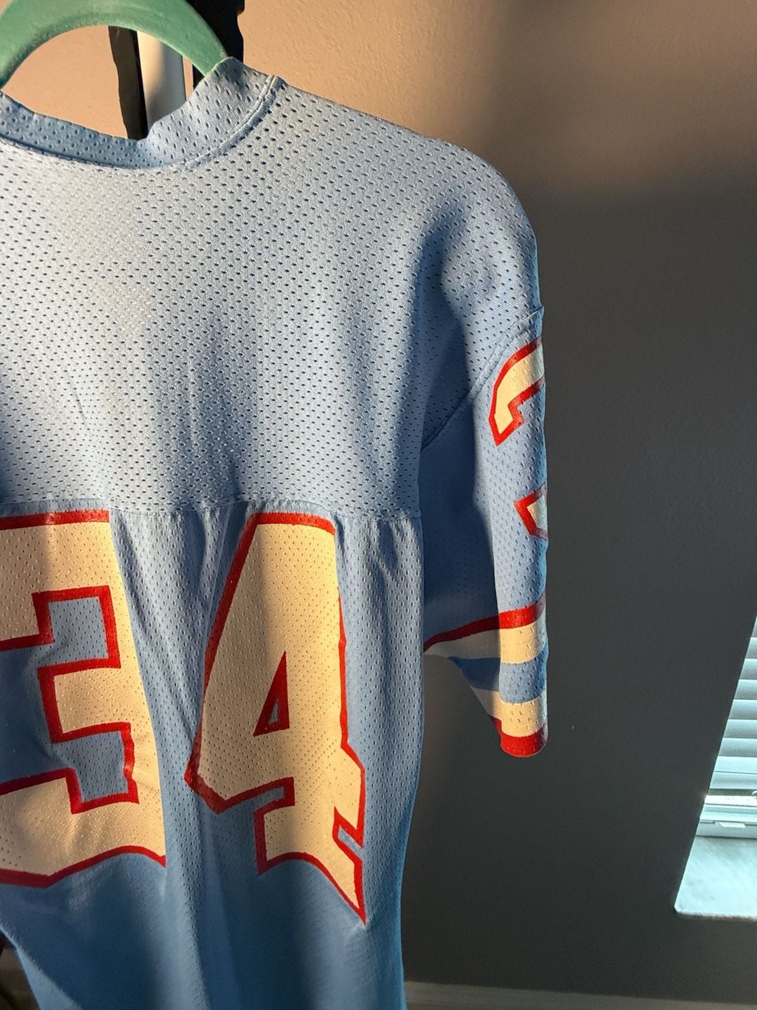 Sand-Knit Earl Campbell Houston Oilers 34 Jersey Light Blue Vintage 8