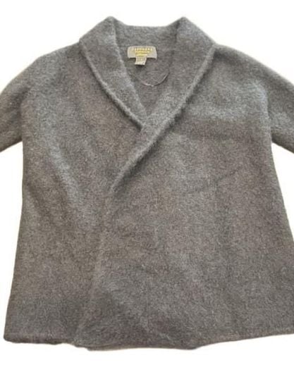 Charter Club Cashmere Sweater Size Petite S Black 100% Cashmere Open Front 3