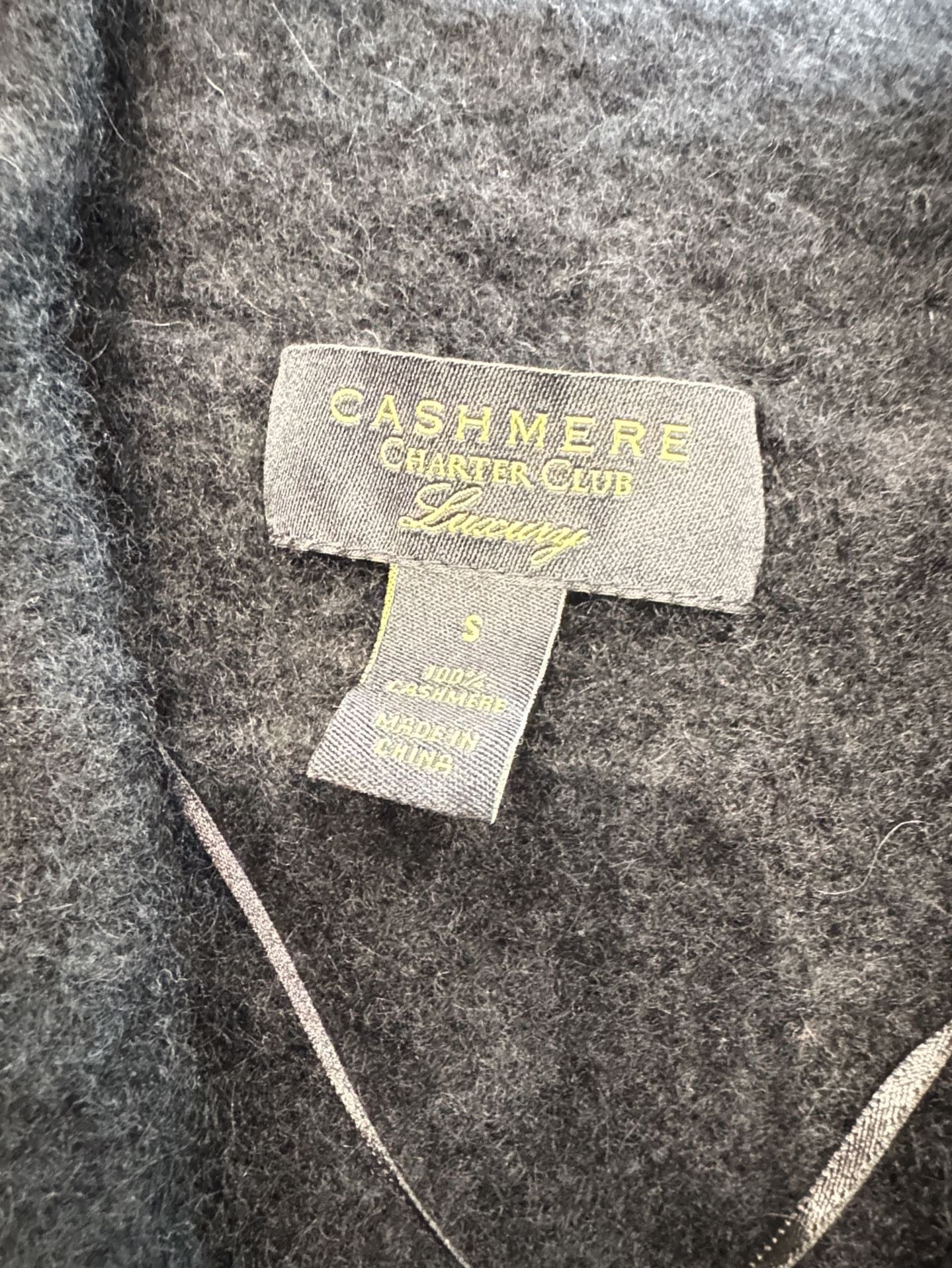 Charter Club Cashmere Sweater Size Petite S Black 100% Cashmere Open Front 4