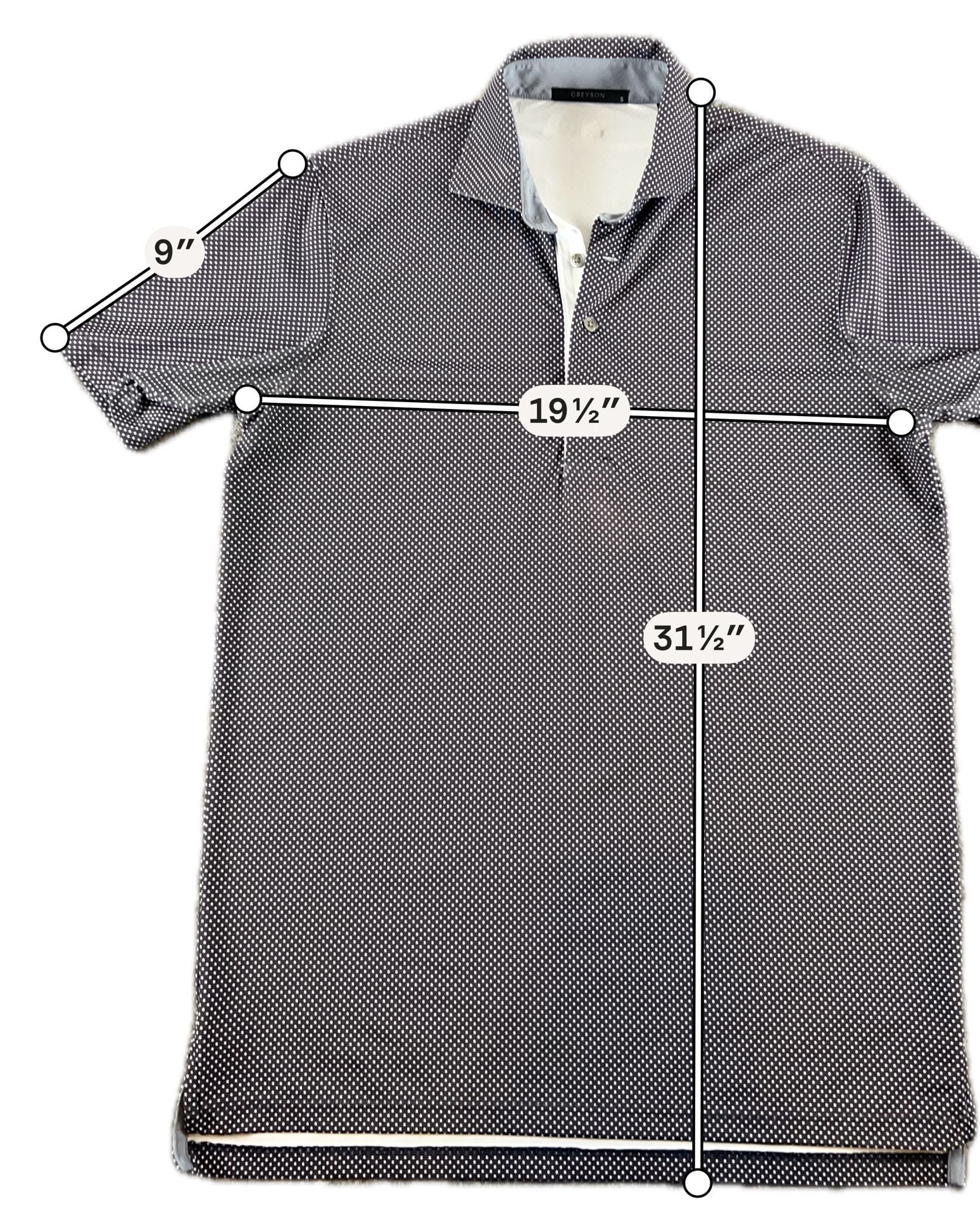 Greyson Polo Shirt Size S Black White Micro Dot Golf Performance 7