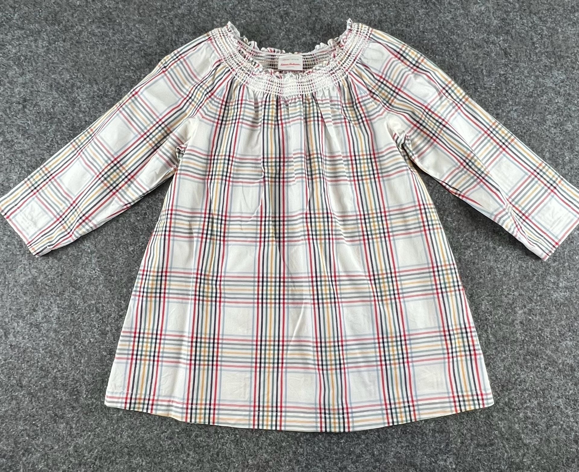 Hanna Andersson Tunic Dress US 14-16 Plaid Smocked 2