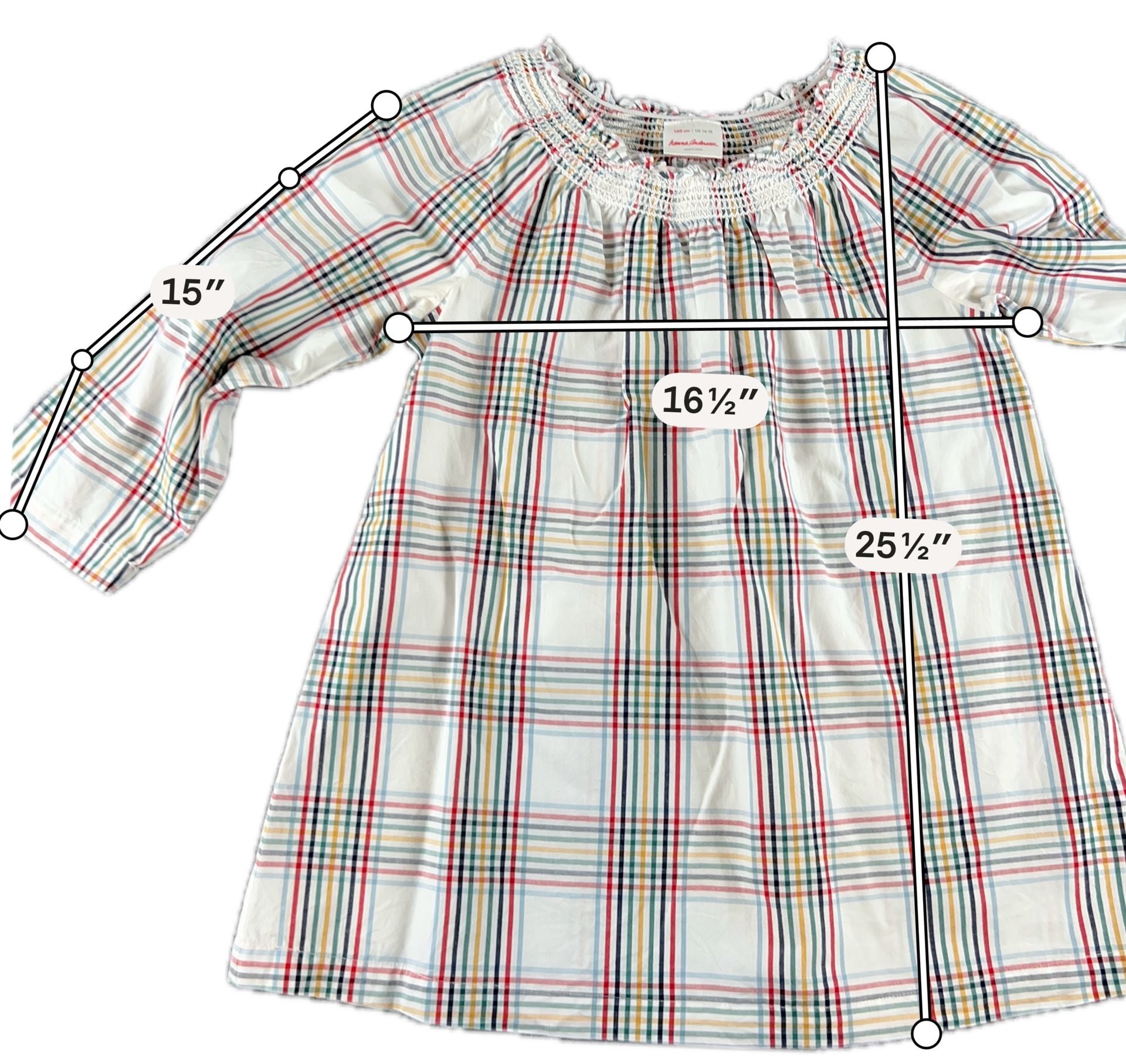 Hanna Andersson Tunic Dress US 14-16 Plaid Smocked 5
