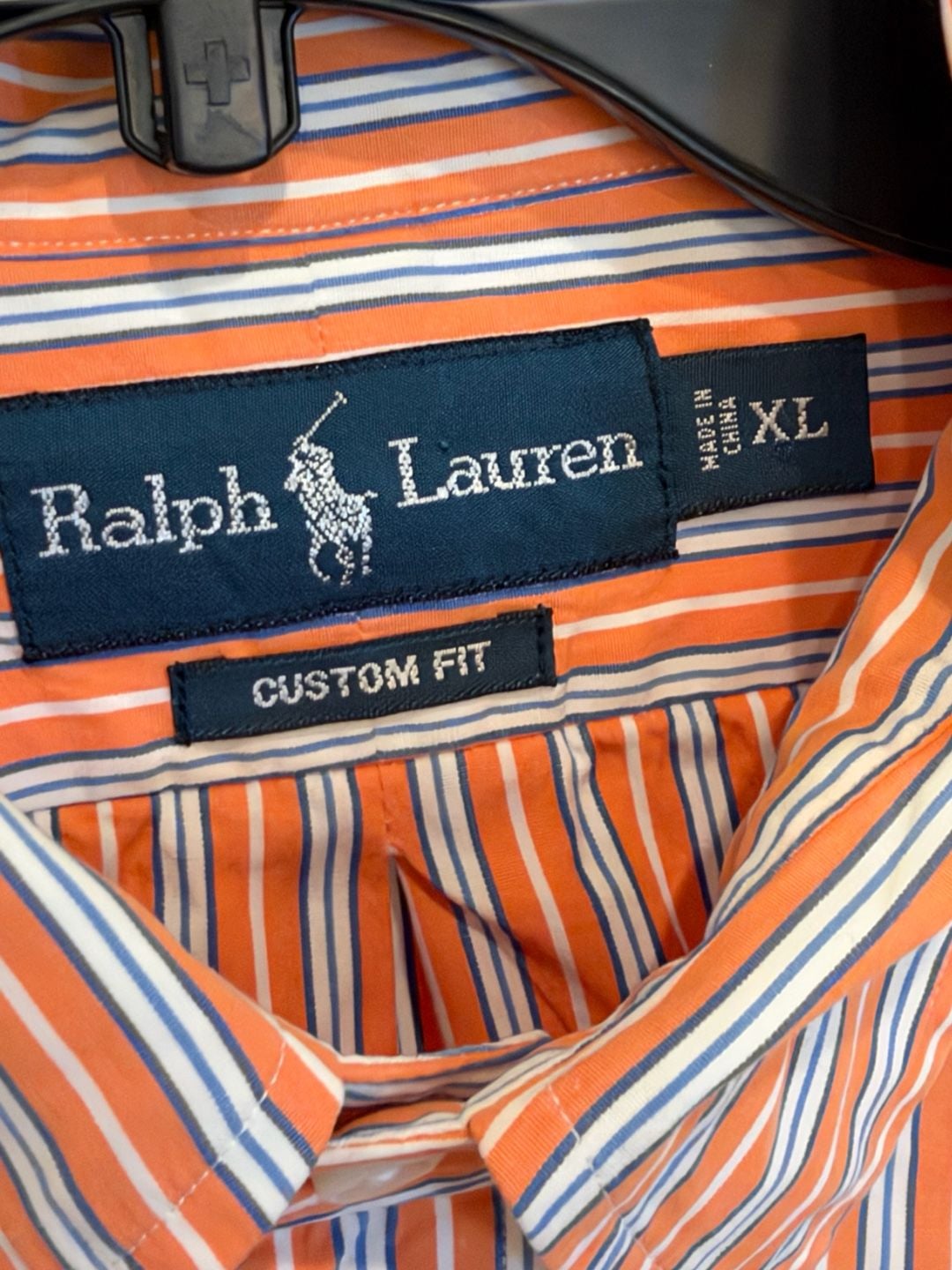 Ralph Lauren Custom Fit Striped Long Sleeve Button-Down Shirt XL Orange 4