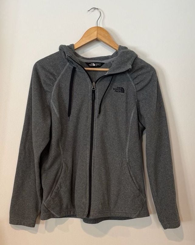 The North Face Mezzaluna Fleece Hoodie Size L Gray Full Zip Jacket 2