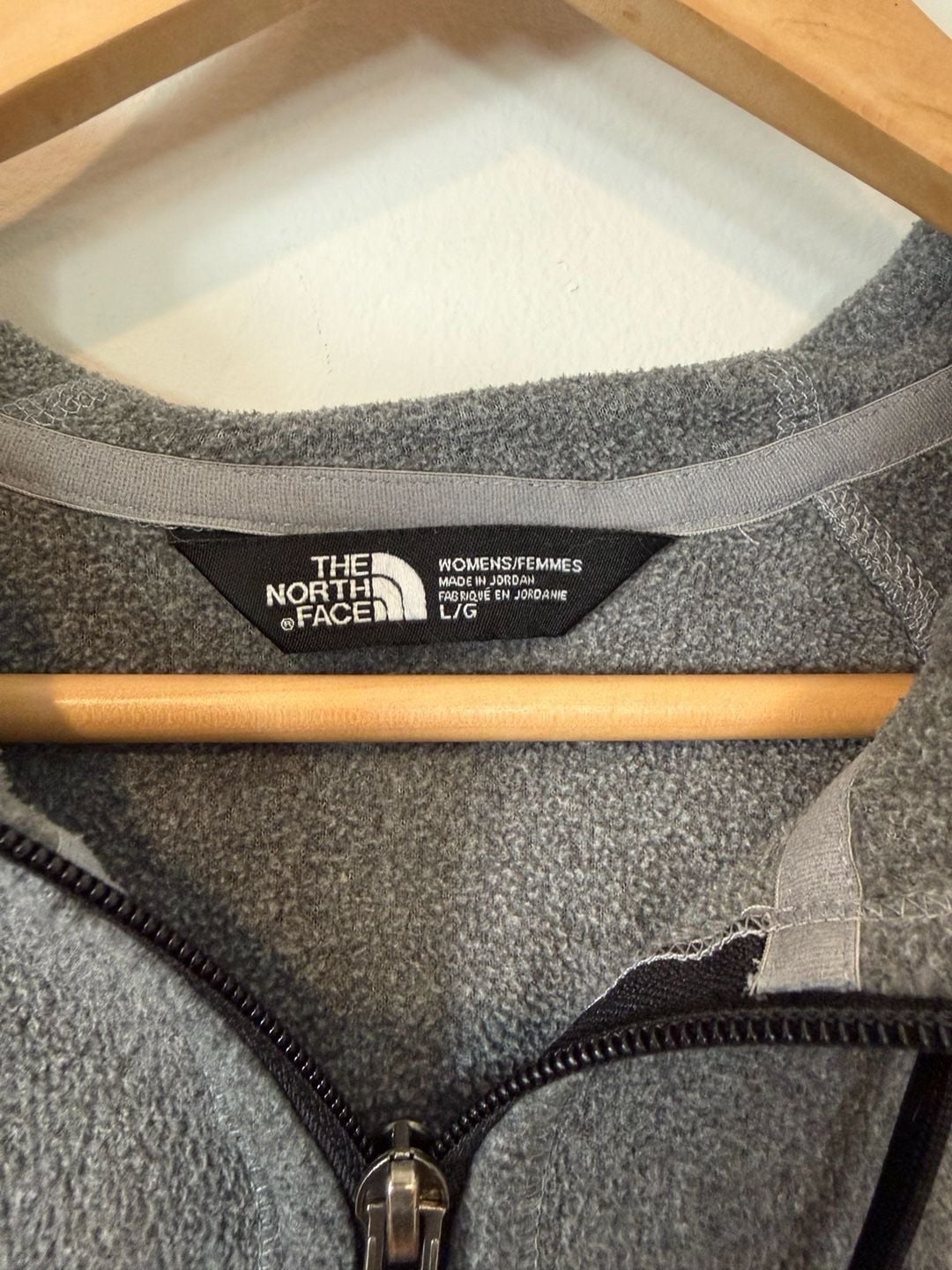 The North Face Mezzaluna Fleece Hoodie Size L Gray Full Zip Jacket 3