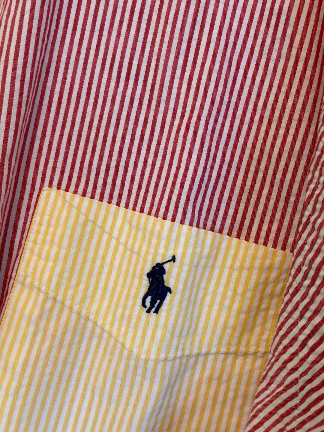 Polo Ralph Lauren Patchwork Seersucker Short Sleeve Button Up Shirt 3XLT 3TGL 3