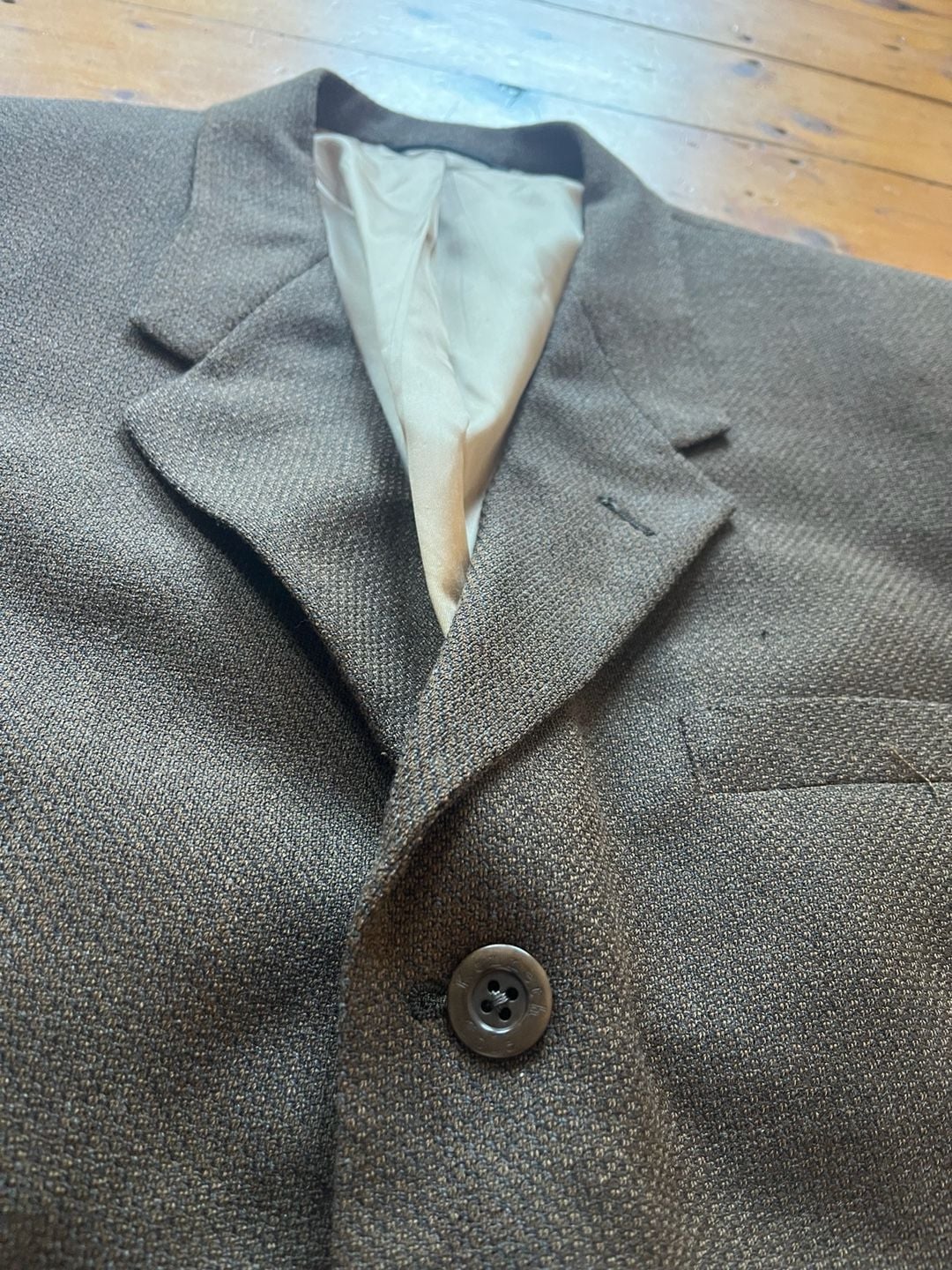 Kenneth Cole Blazer Suit Jacket 3 Button Brown y2k Office Workwear 42R 41R Union 13