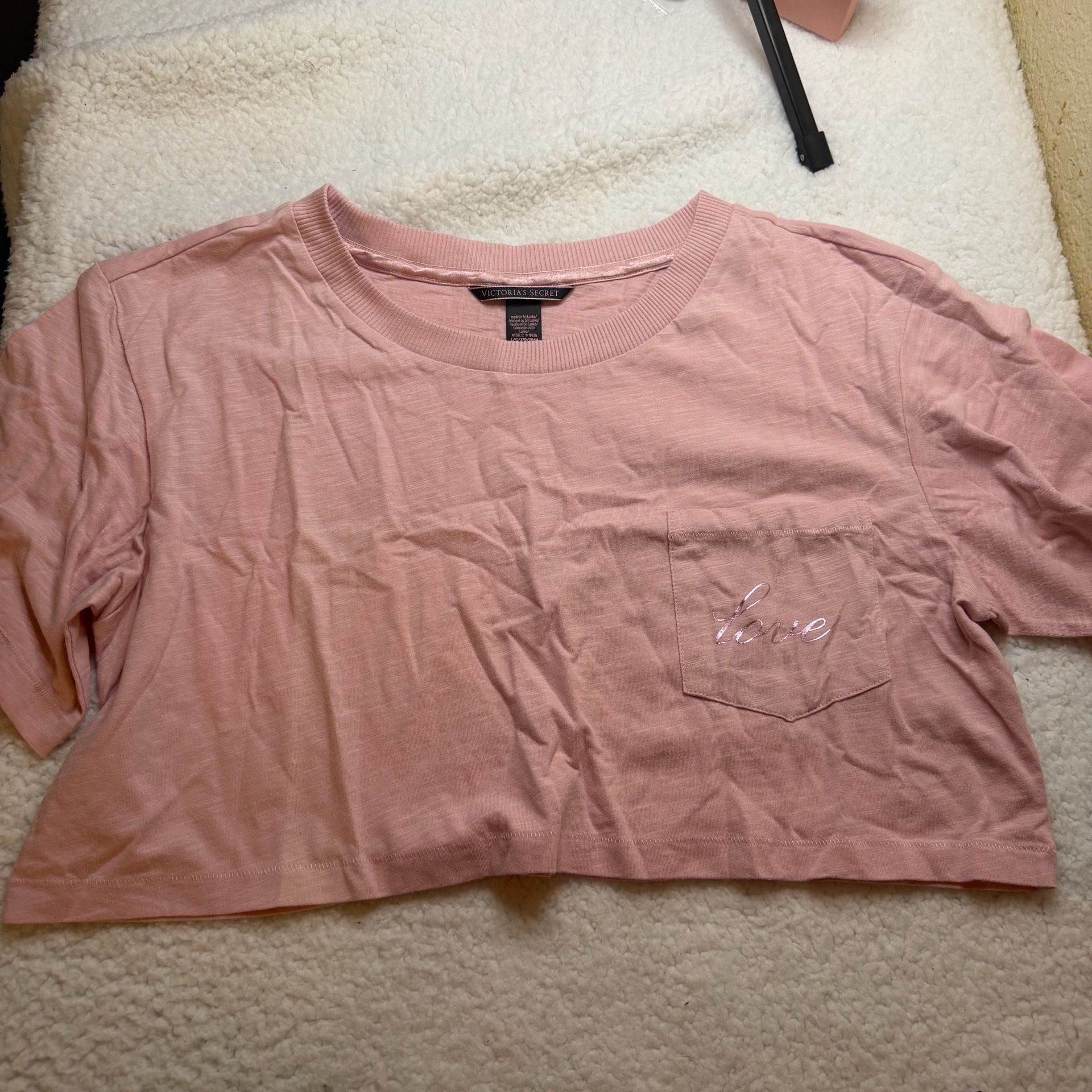 Victoria's Secret Crop Top Size L Pink Love Pocket 2