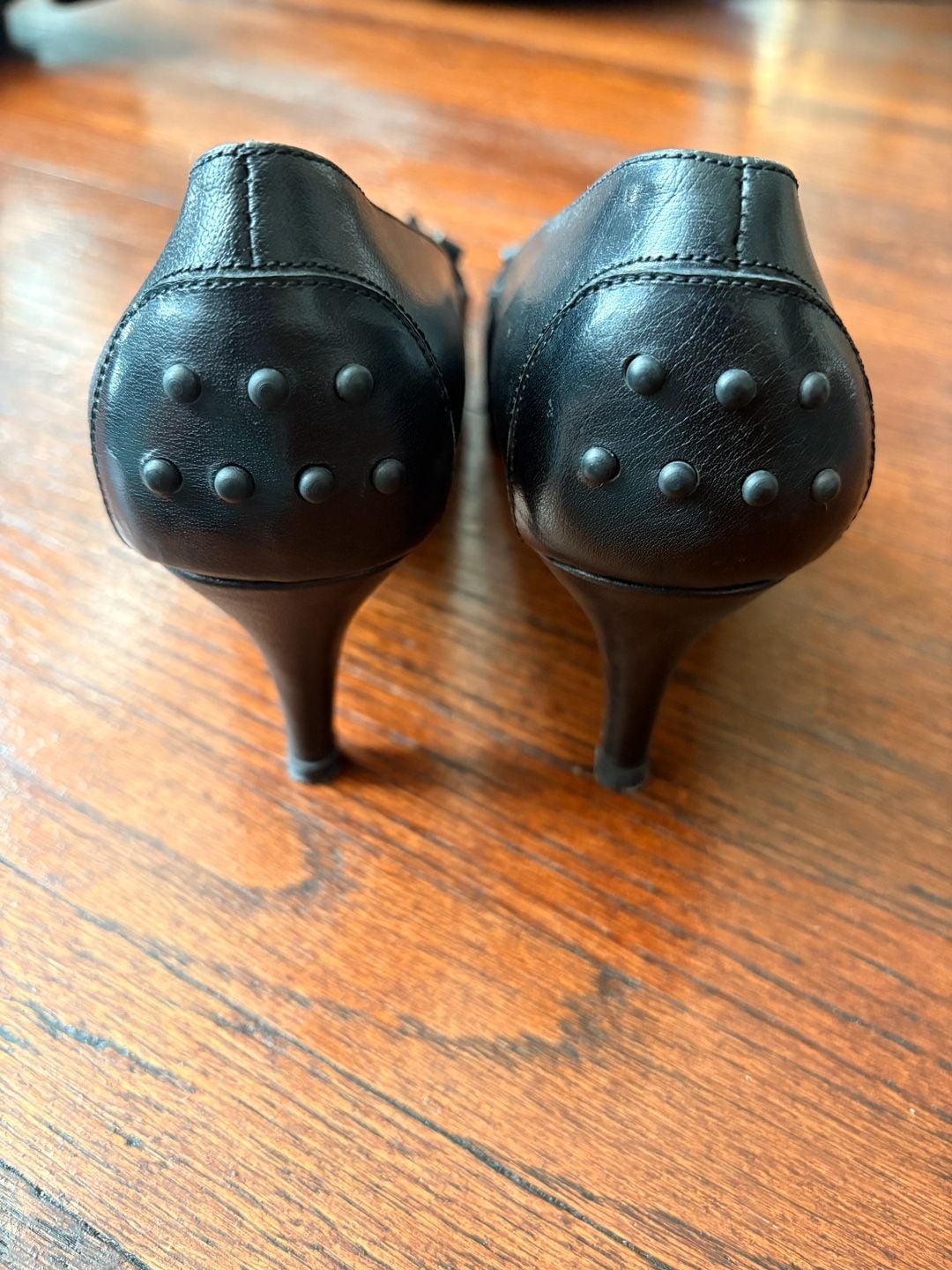 Tod's Black Leather Kiltie Penny Loafer Heels Size 39 4
