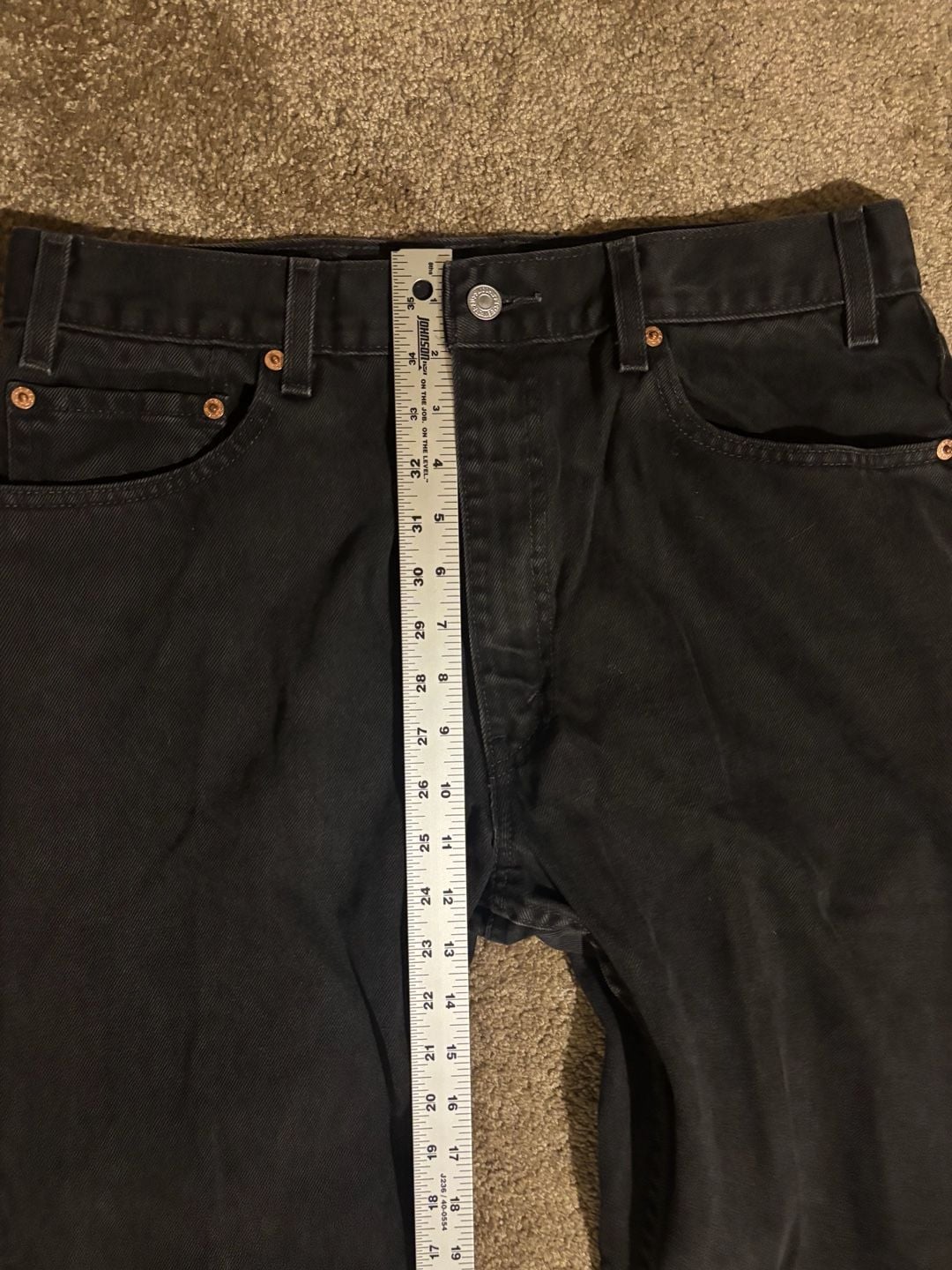 Levi's 505 Regular Fit Jeans Mens 36x32 Black Denim Straight Leg Pants 8