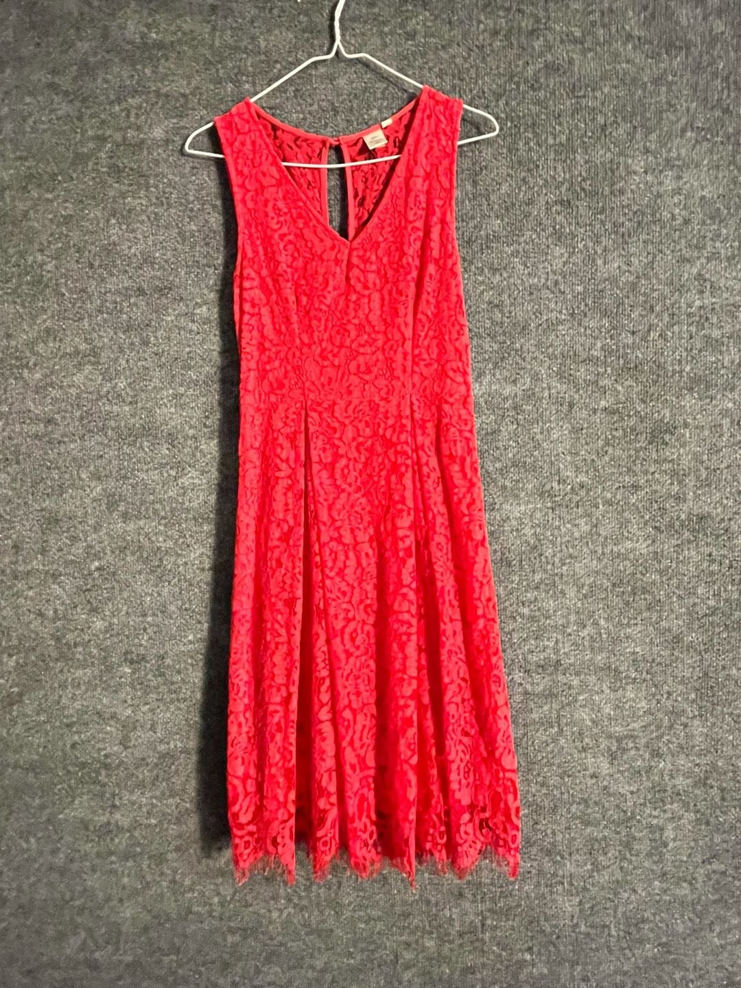 Seen Worn Kept Mellie Lace dress Red /pink Sleeveless Midi Anthropologie 003-166 2