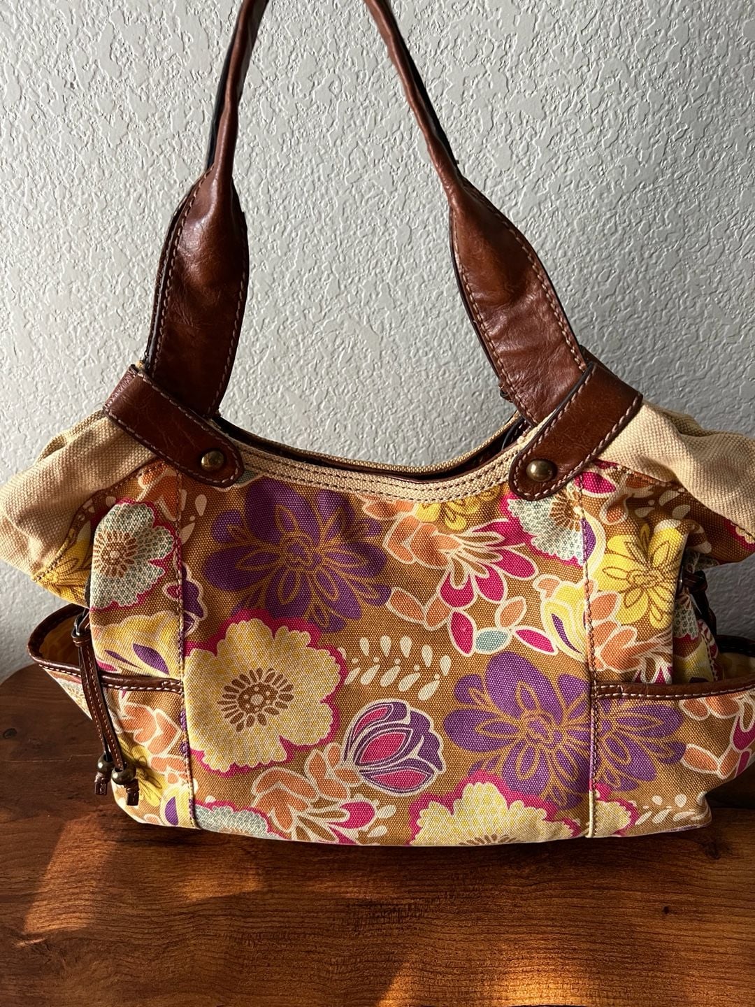 Vintage Fossil Floral Canvas Shoulder Bag 70’s vibes 8