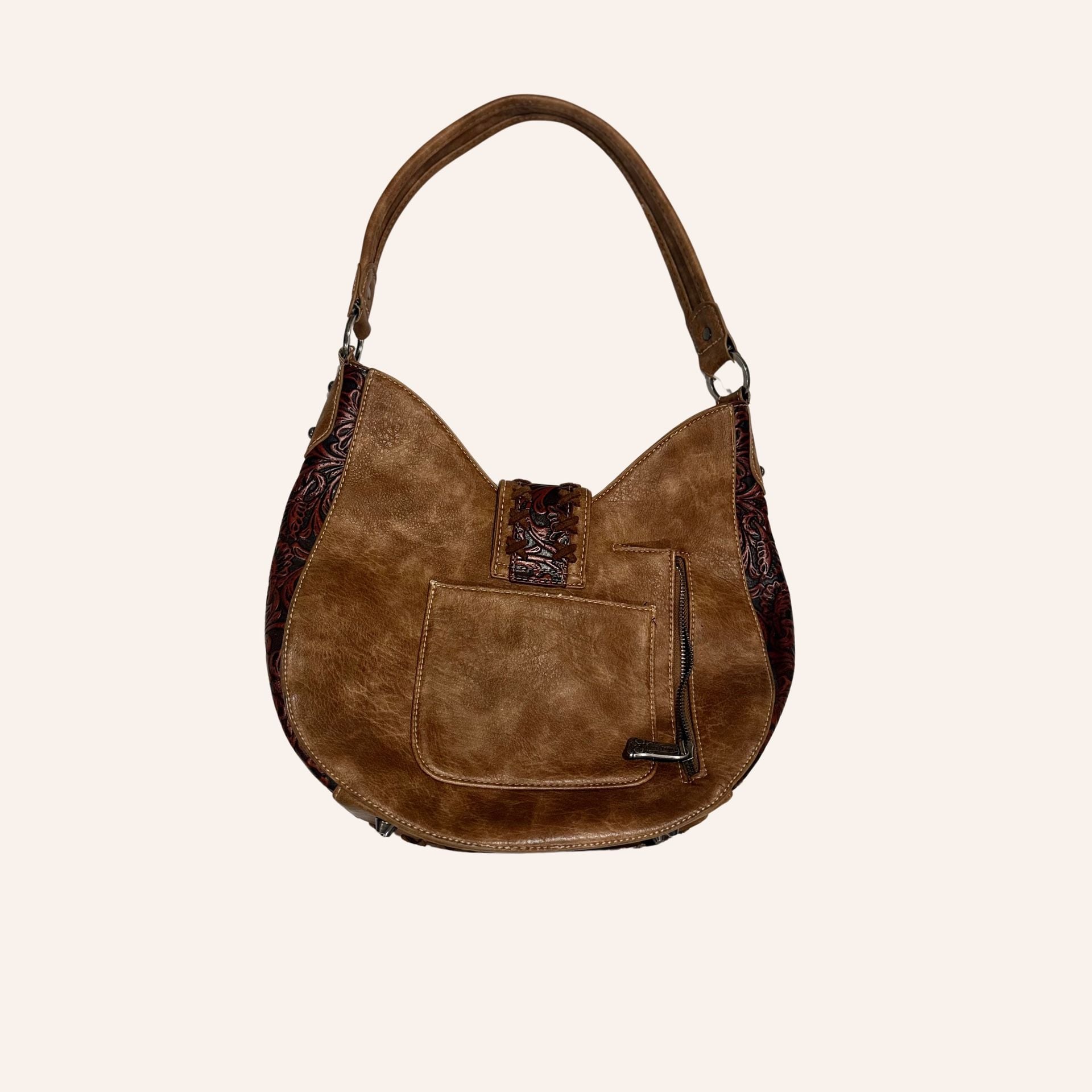 trinity ranch western cowgirl tooled concho studded shoulder bag 3