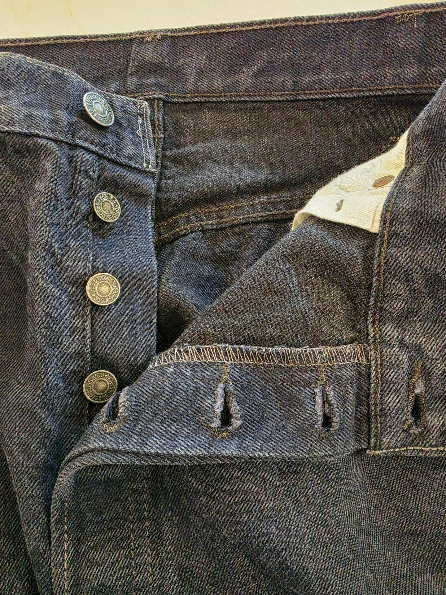 Levi's 501 XX Size 42x32 Black Button Fly Denim Jeans 6
