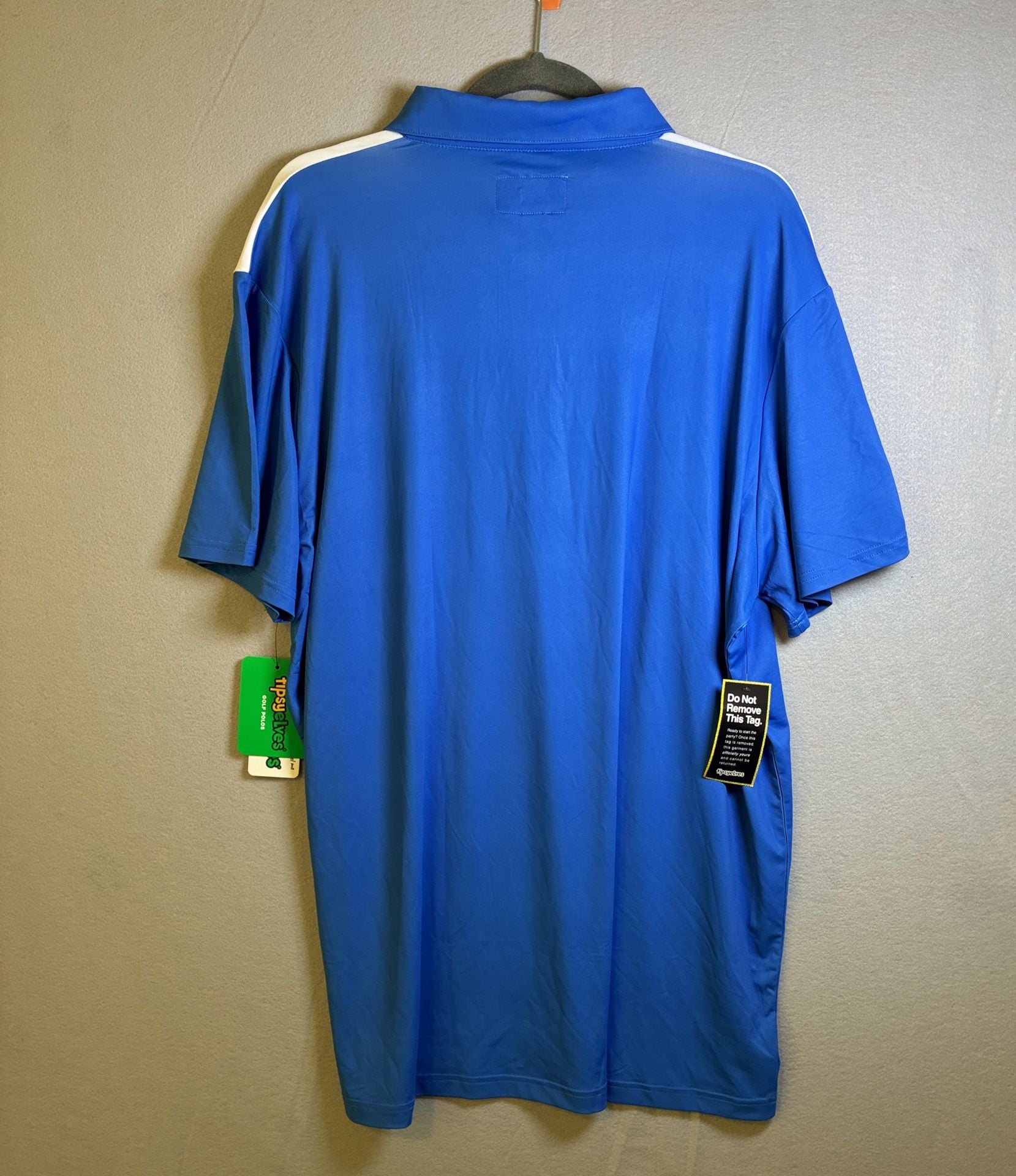 Tipsy Elves Retro Range Golf Polo Size XXL Blue White Striped Shirt NWT 10