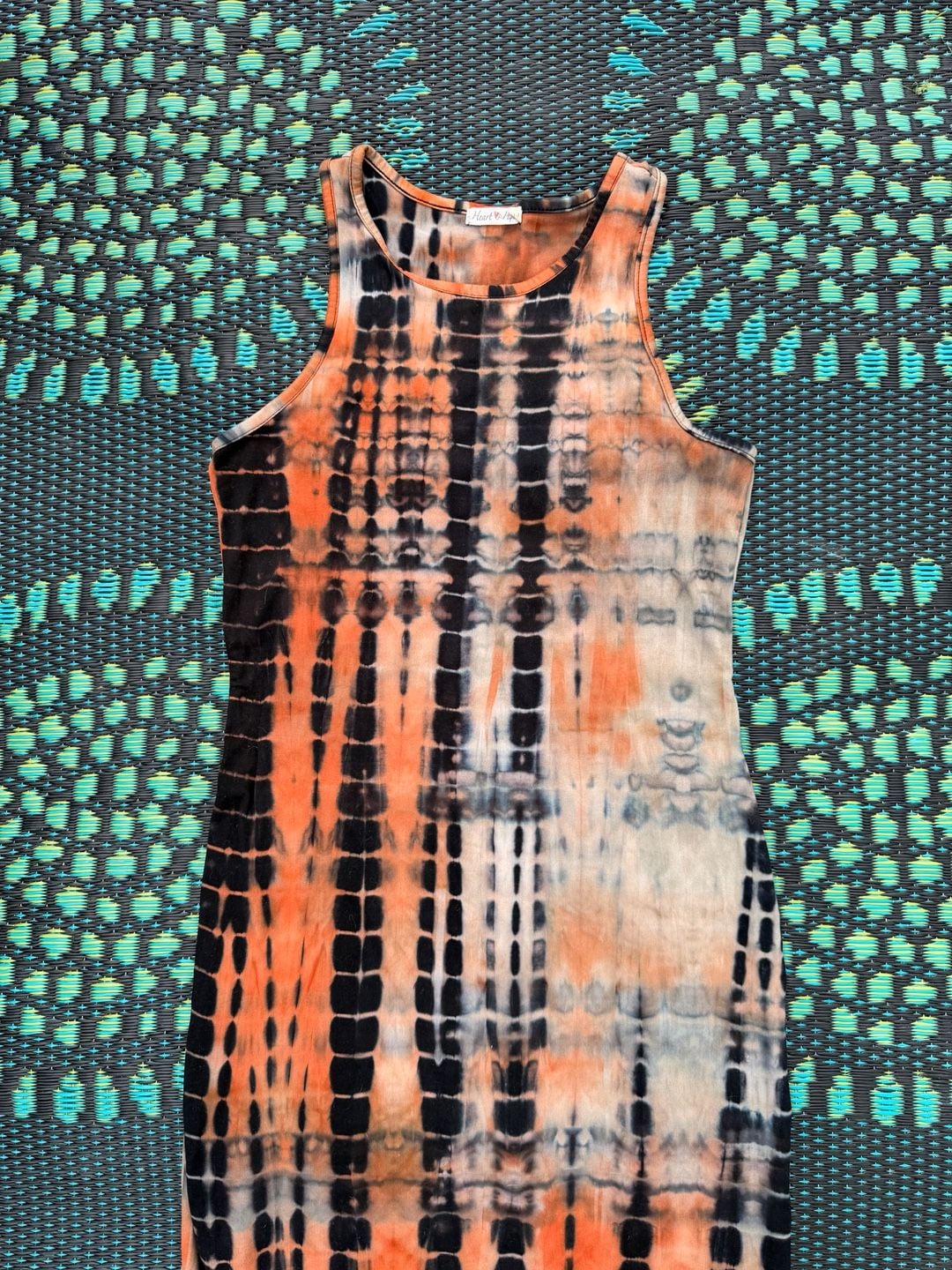 Hearts & Hips Tie Dye Maxi Dress Size M Orange Black 3