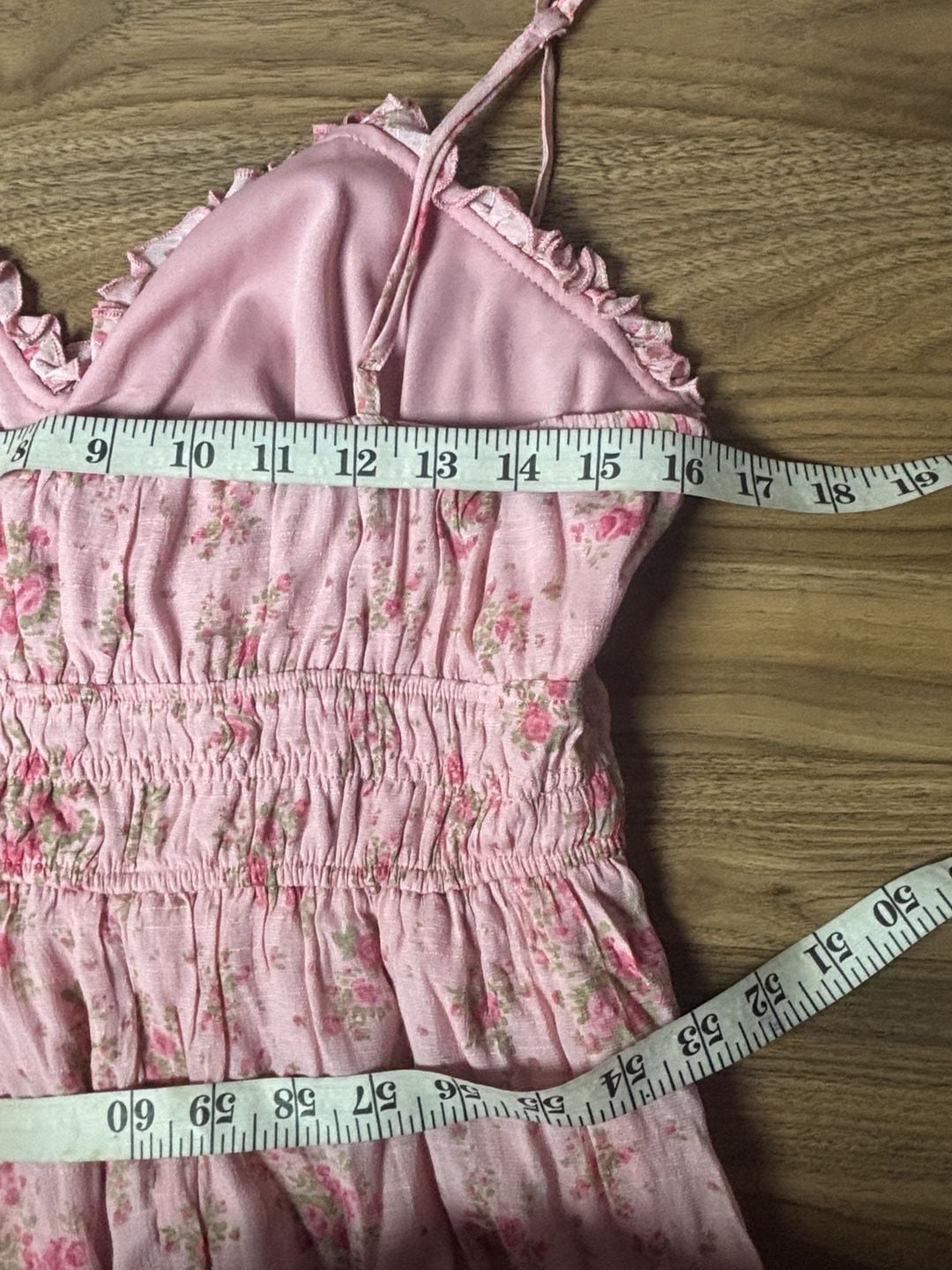 Trixxi Floral Smocked Ruffle Midi Dress Pink Cami Tiered Sz XL 8