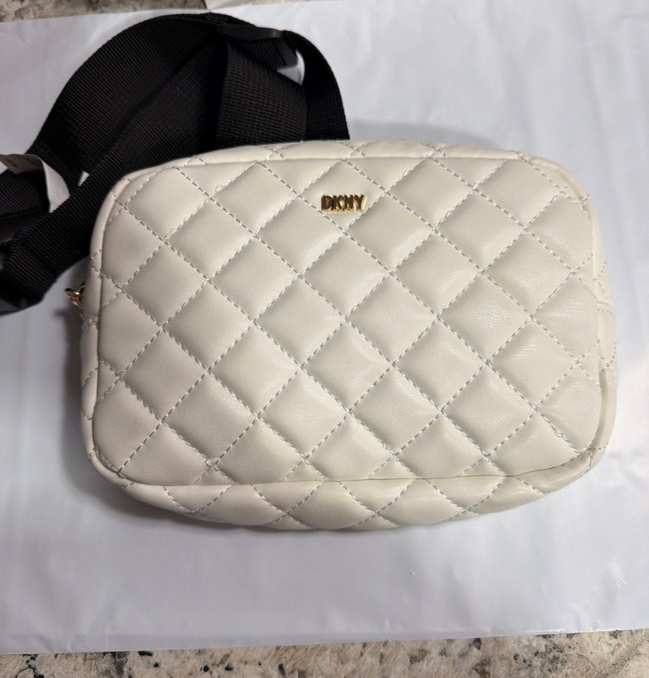DKNY Quilted Crossbody Bag White 2
