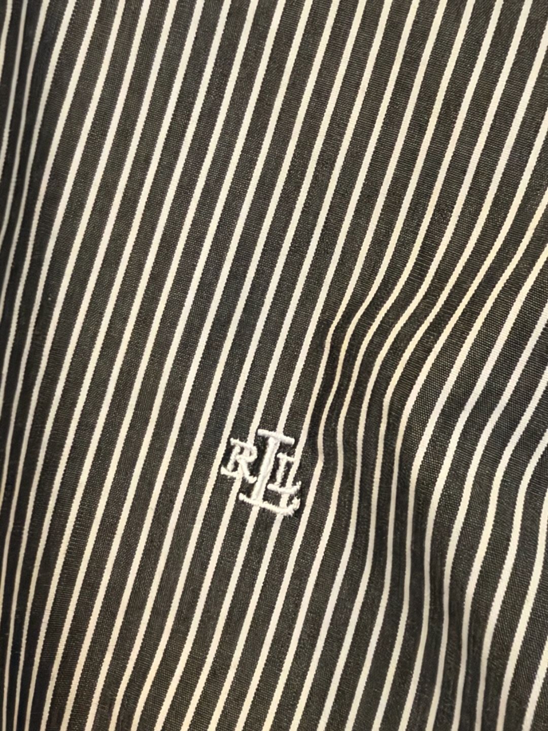 Lauren Ralph Lauren Button-Down Shirt Size 3X Black White Striped Cotton 3