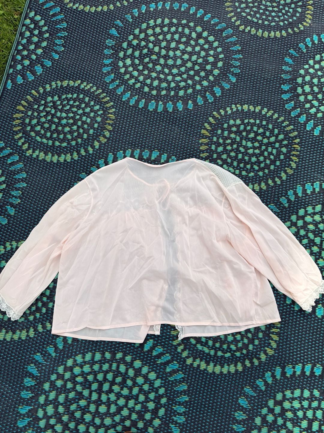 Vintage Pink Bed Jacket Lingerie Lace Shrug 8