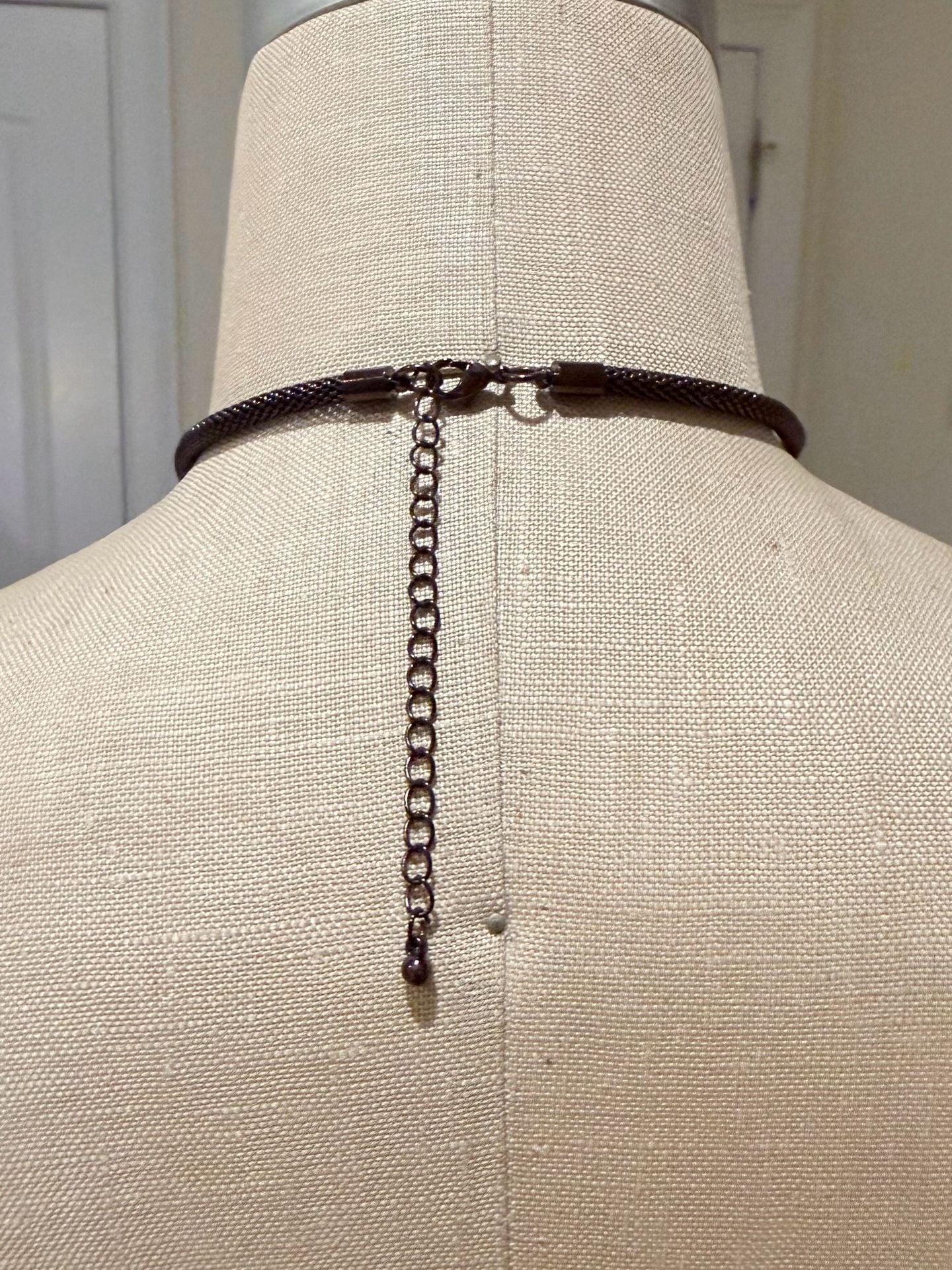 Vintage Hammered Crescent Bib Statement Necklace Deep Bronze Tone 6