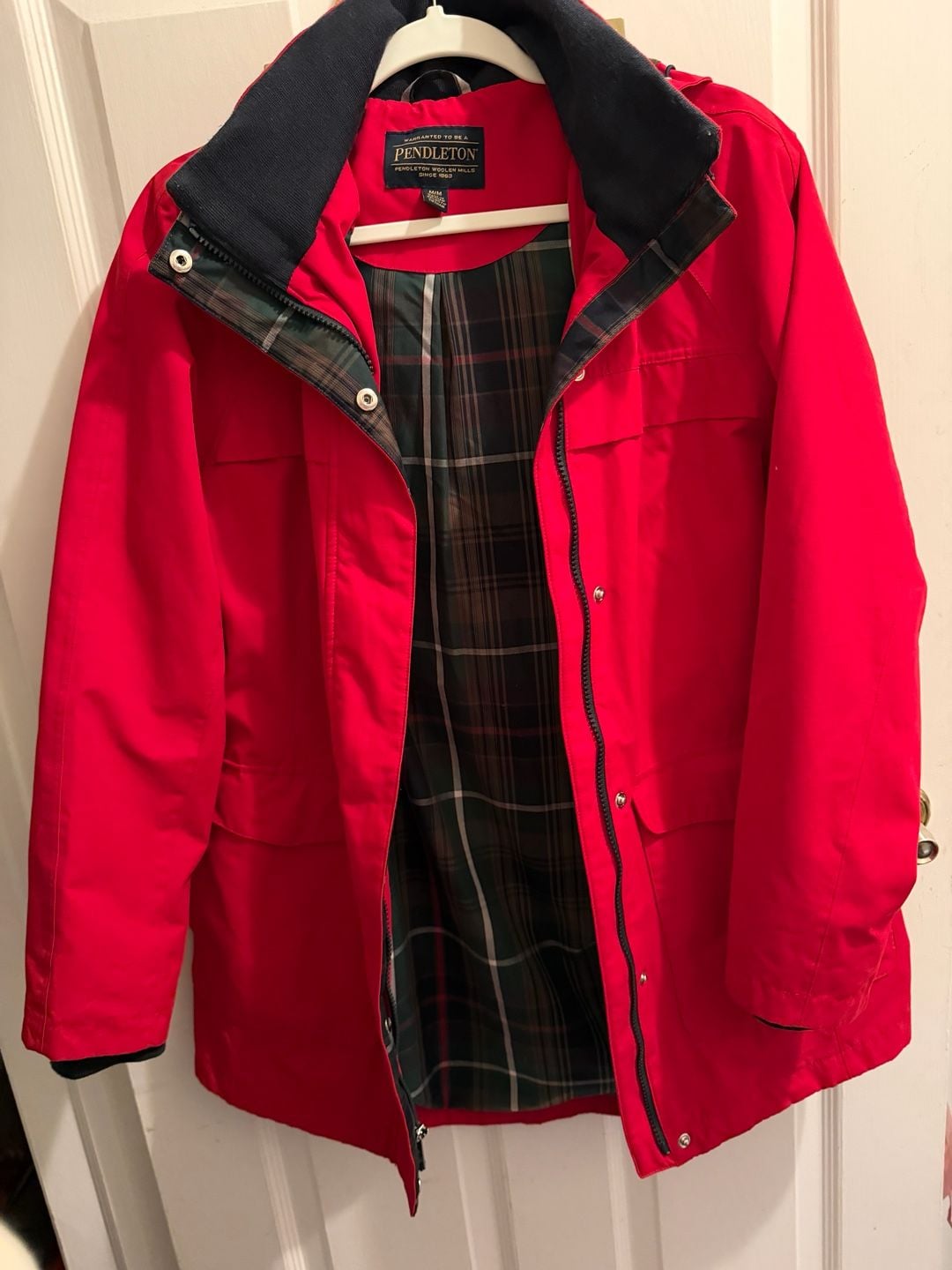 Pendleton Parka Jacket Size M Red Plaid Lined Winter Coat 2