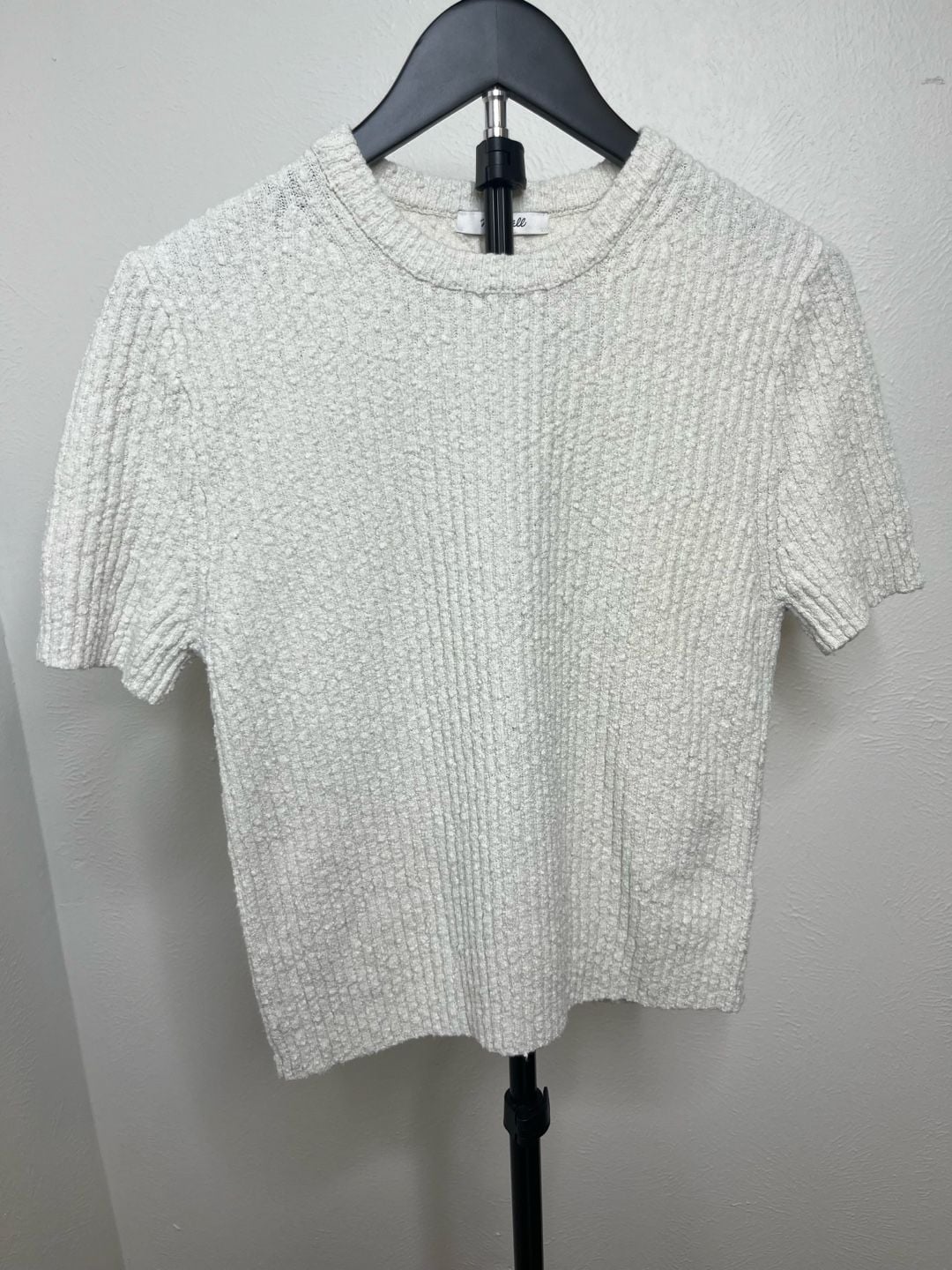 Madewell Ivory Textured Knit Short Sleeve Sweater Top 2