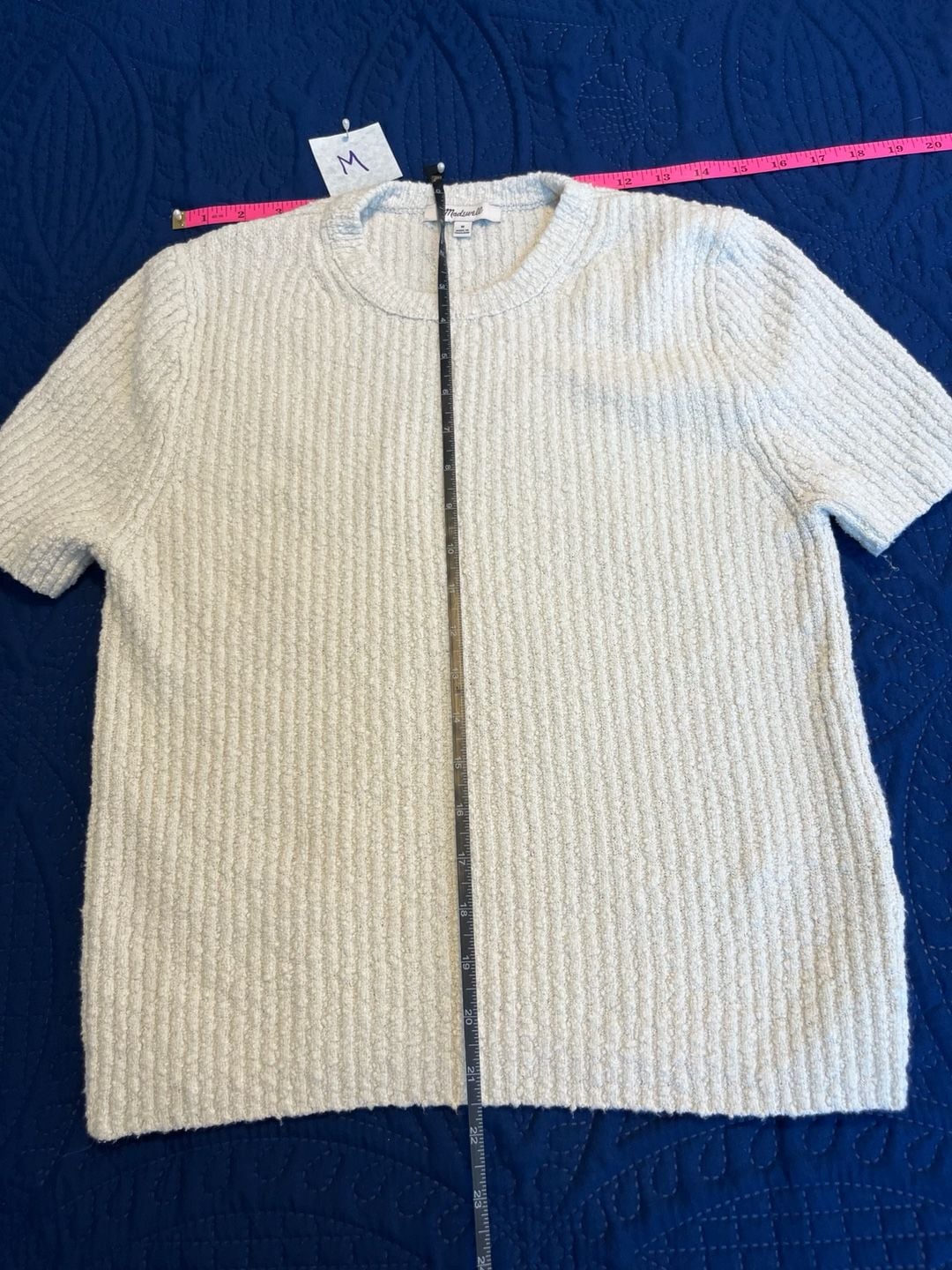 Madewell Ivory Textured Knit Short Sleeve Sweater Top 4
