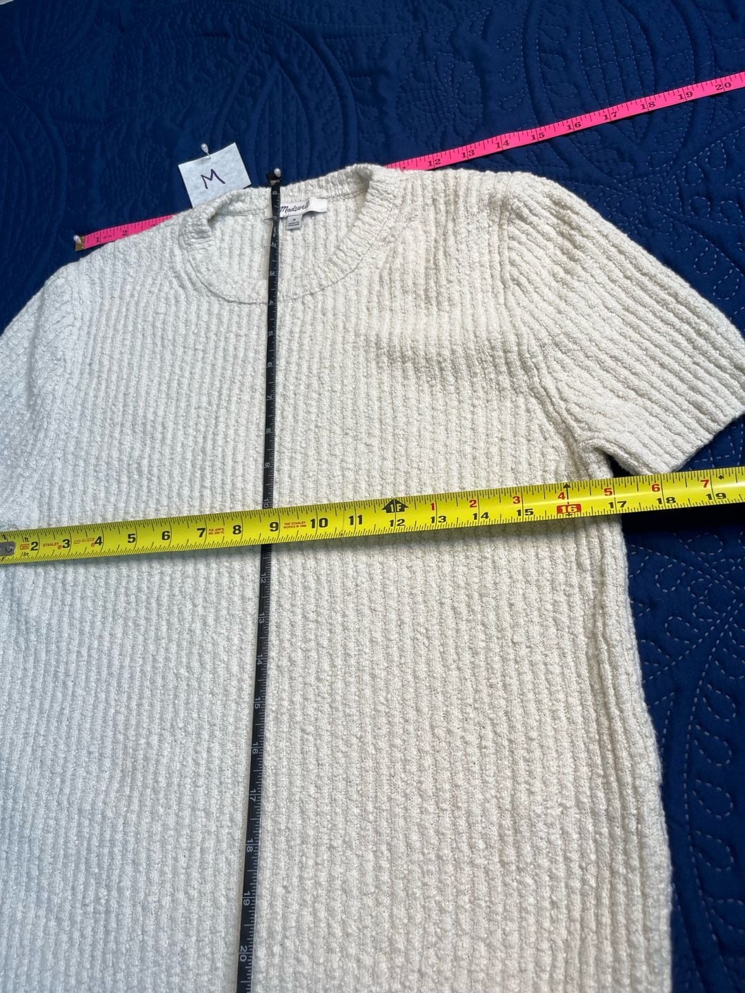 Madewell Ivory Textured Knit Short Sleeve Sweater Top 5
