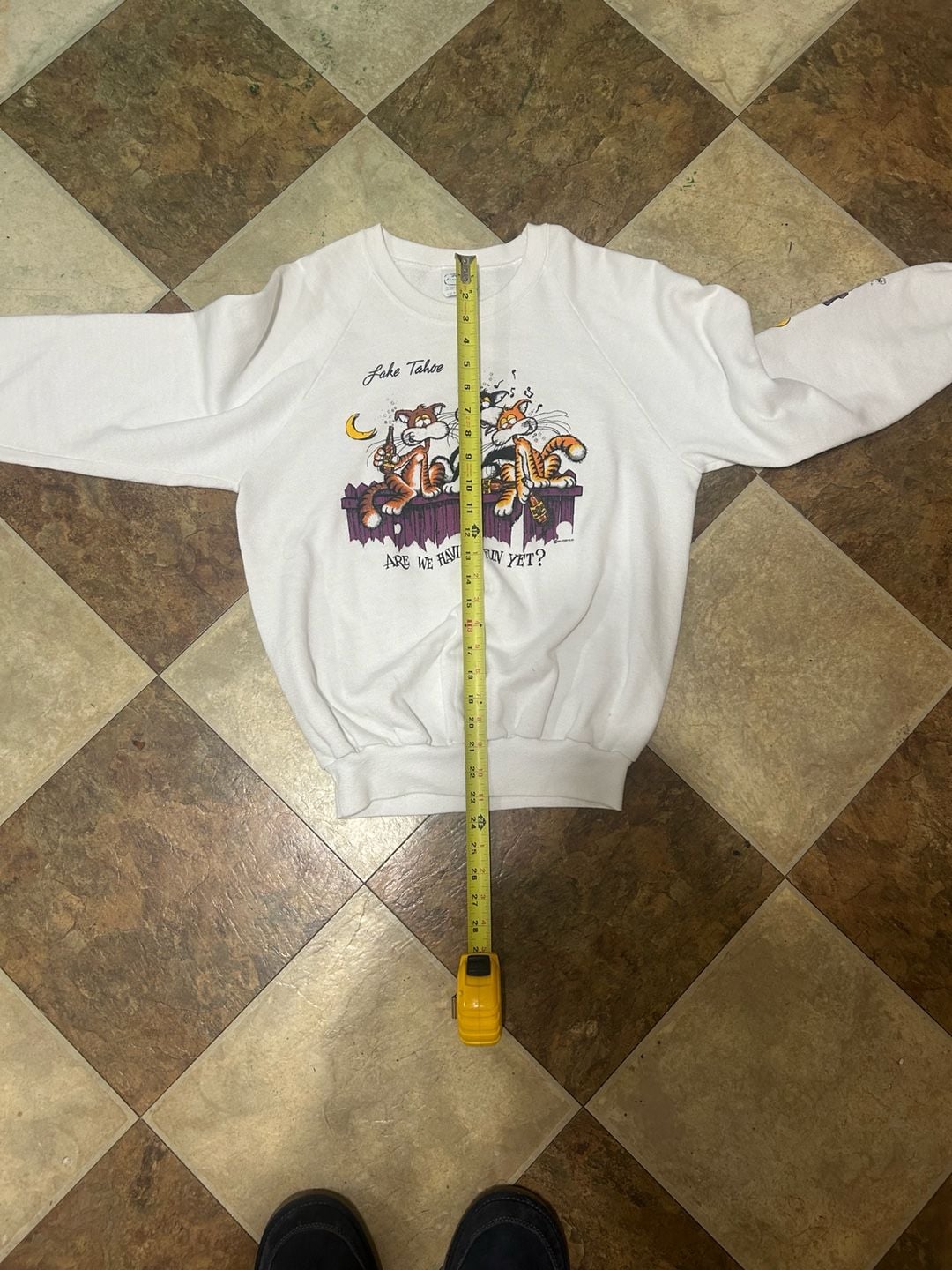 Anvil Lake Tahoe Are We Having Fun Yet Cat Sweatshirt Size L White 5