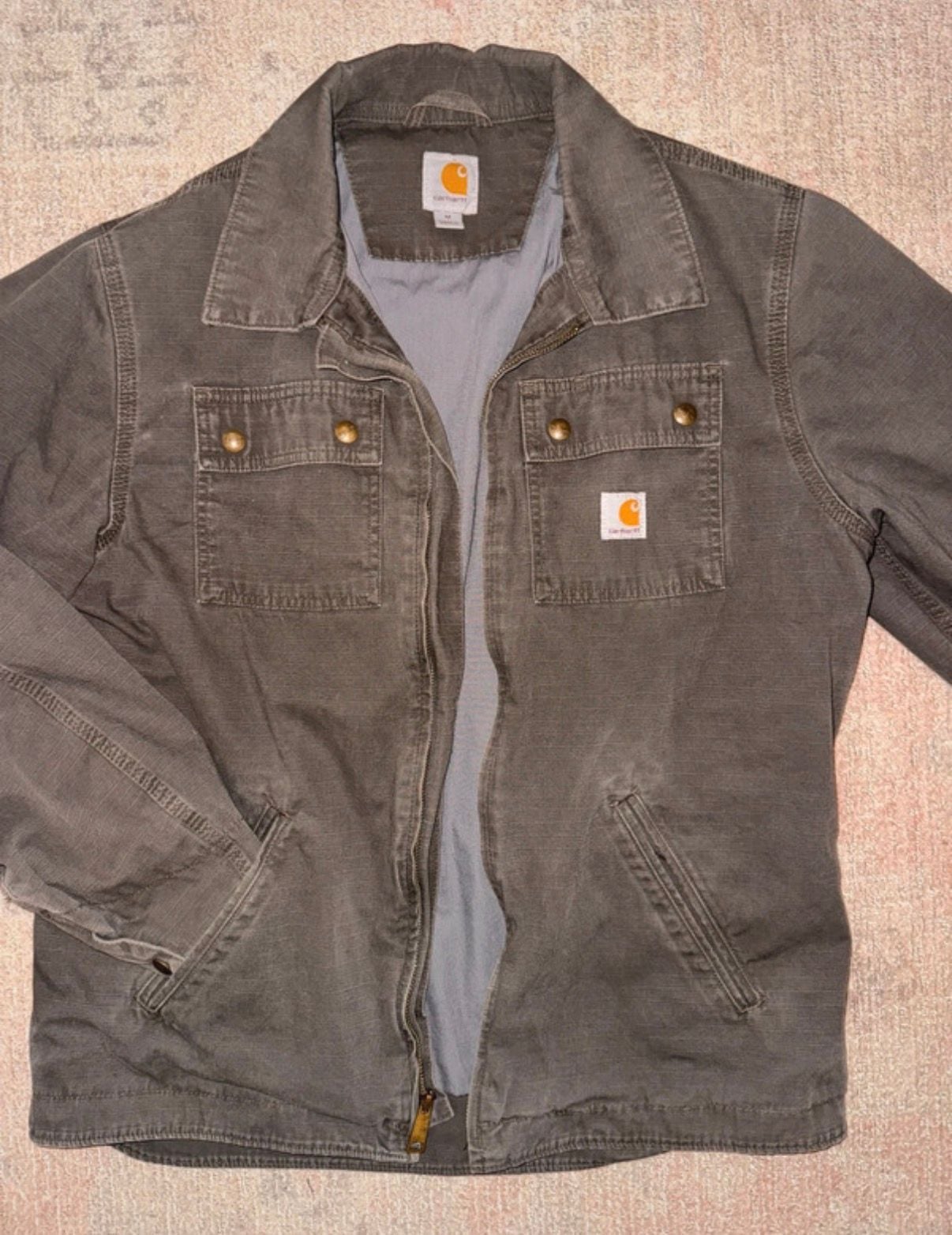 Carhartt Heated Jacket Size M Brown Canvas Full Zip Workwear 3