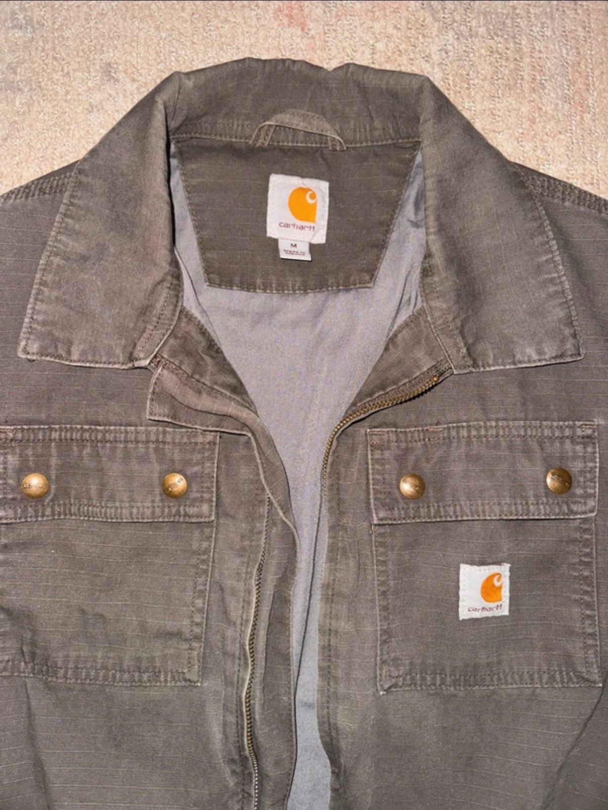 Carhartt Heated Jacket Size M Brown Canvas Full Zip Workwear 4
