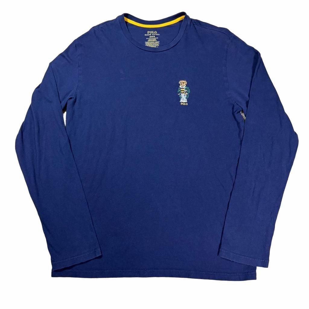 Polo Ralph Lauren Bear Long Sleeve T-Shirt Size M Blue Cotton 2