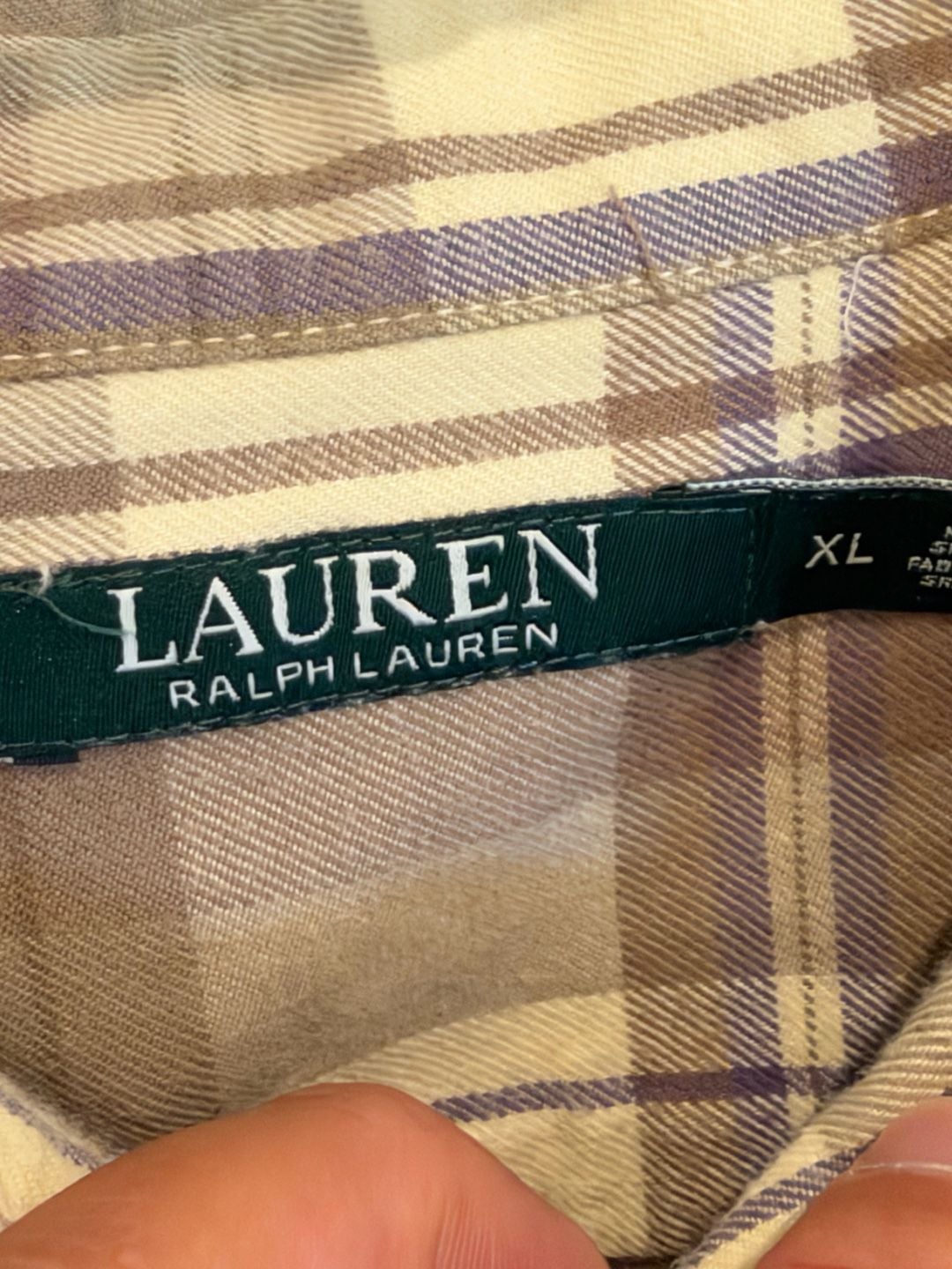 Lauren Ralph Lauren Plaid Flannel Button Up Shirt Size XL Brown 4