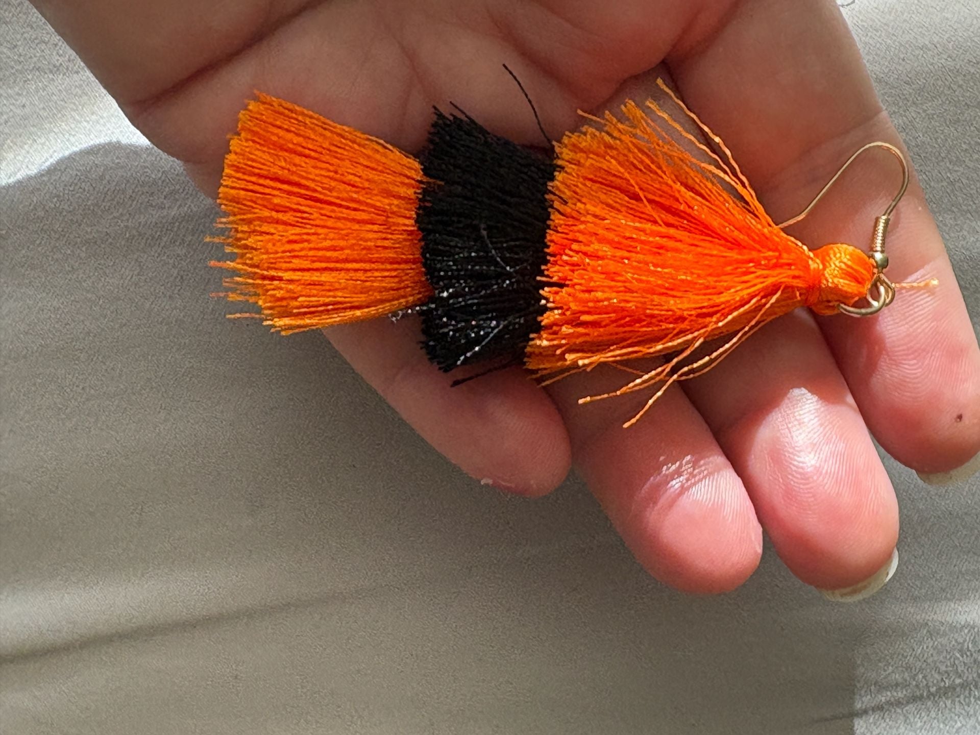 Handmade Candy Corn Tassel Earrings Orange Black Halloween 4