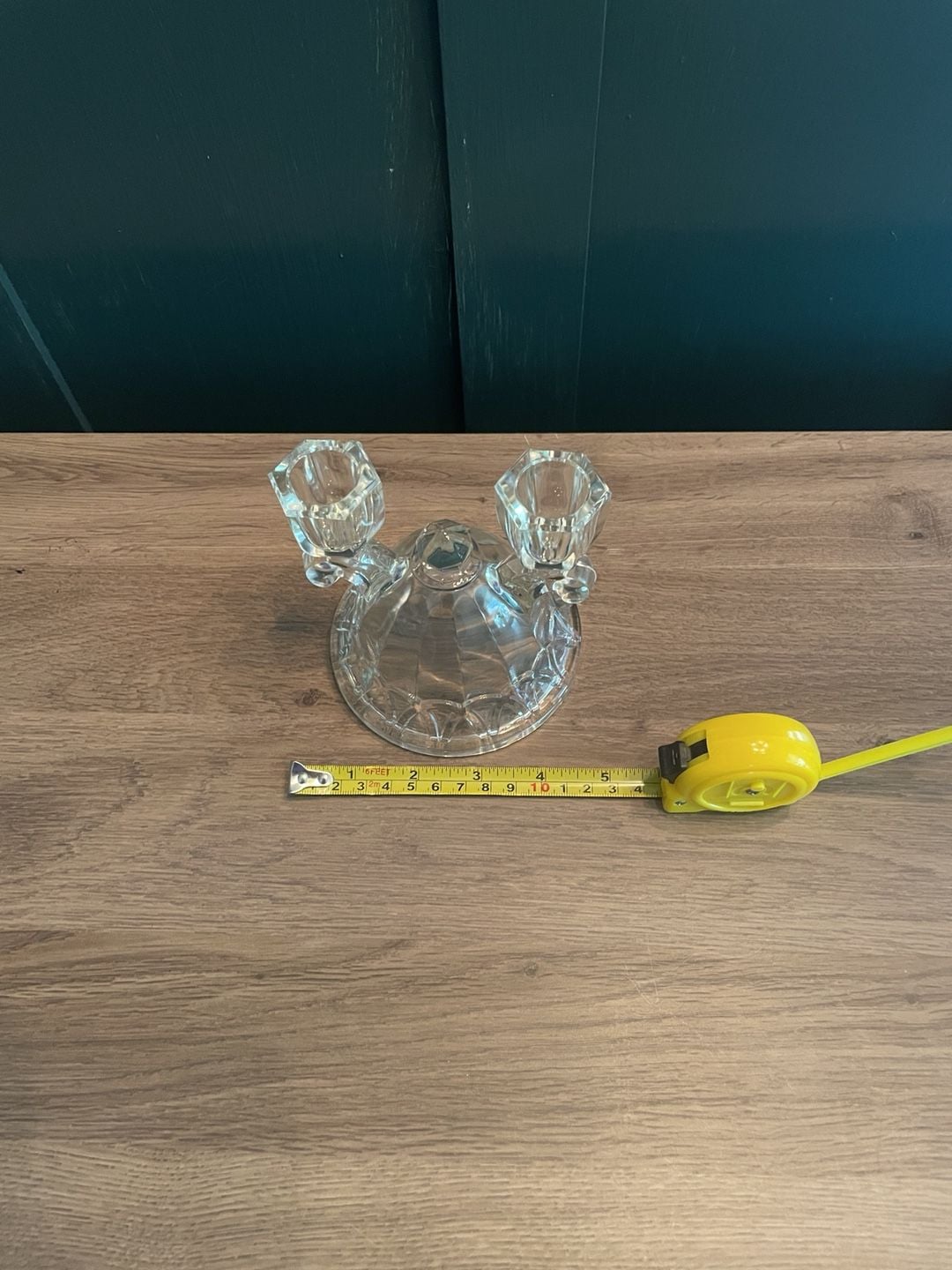 Vintage Imperial Glass Crocheted Crystal Double Light Candlestick Clear Glass 2